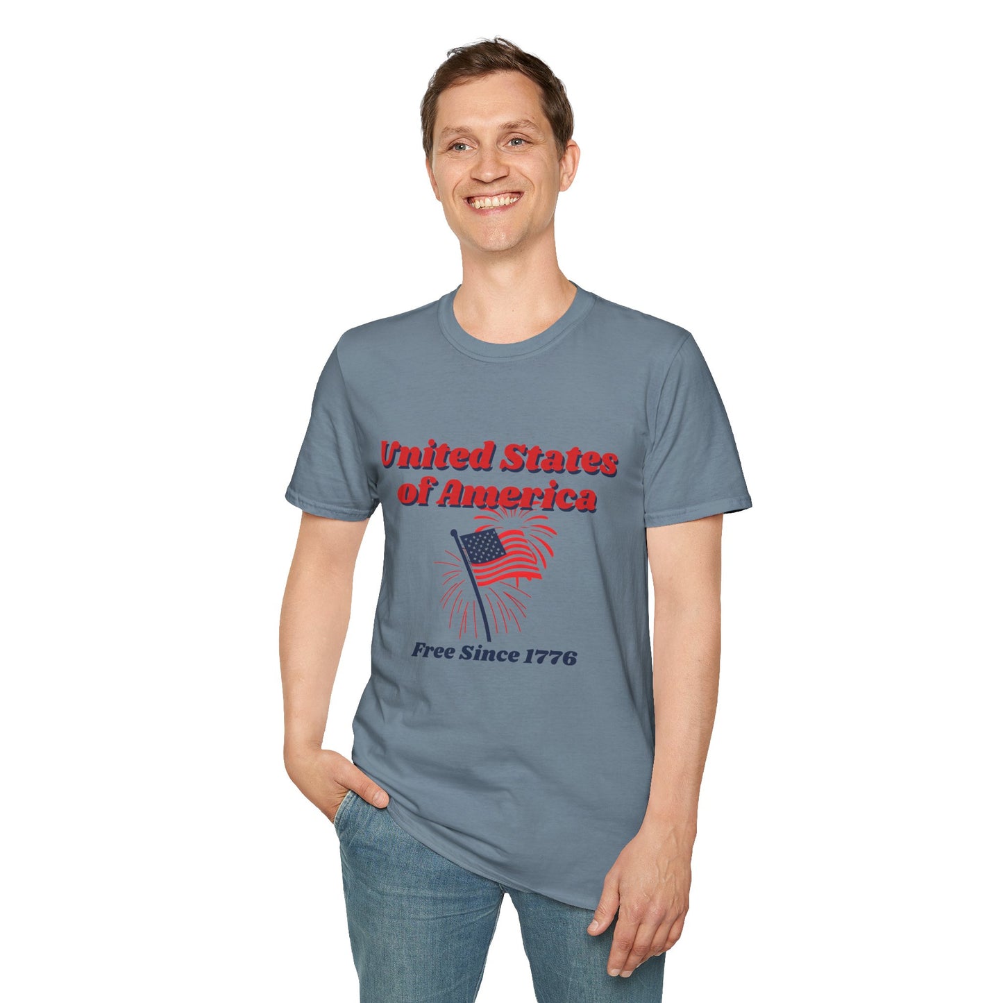 America: Free Since 1776, Fourth of July Freedom T-Shirt, Unisex USA Tee, American Flag Shirt, Independence Day Outfit, Patriotic Gift, Summer Casual Wear