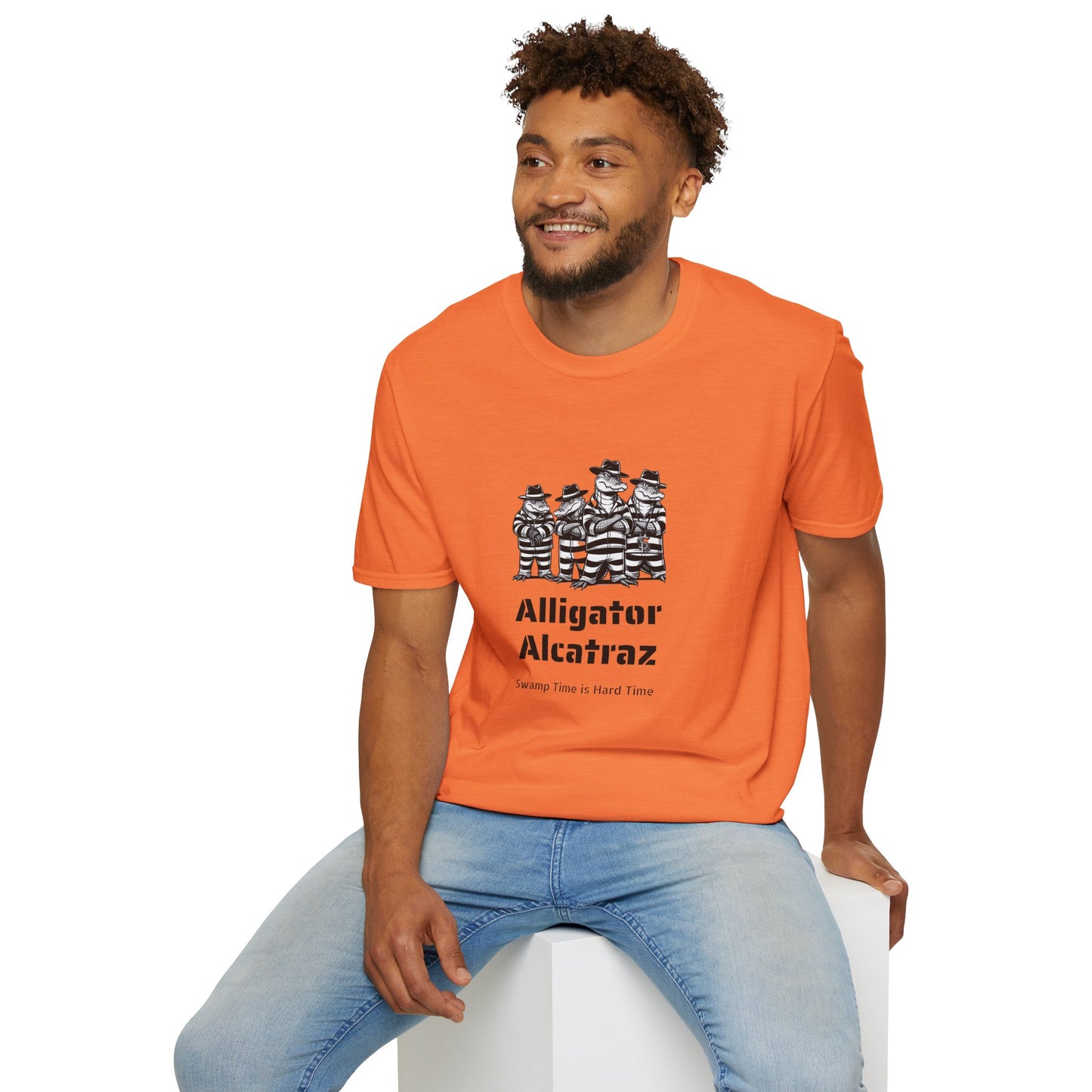 Alligator Alcatraz Swamp Time is Hard Time, Softstyle Shirt For Men, Women, Unisex, Short Sleeve, Motorcycle Riders