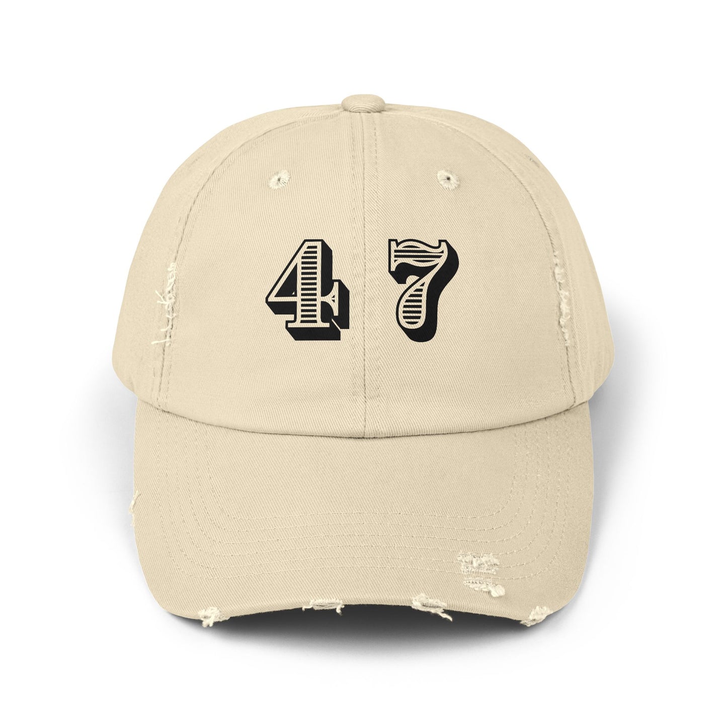 47, Fourty-Seven, Four Seven, Casual Distressed Cap - Trendy Unisex Hat for Everyday Style, Perfect Gift, Holidays, Patriotic Events