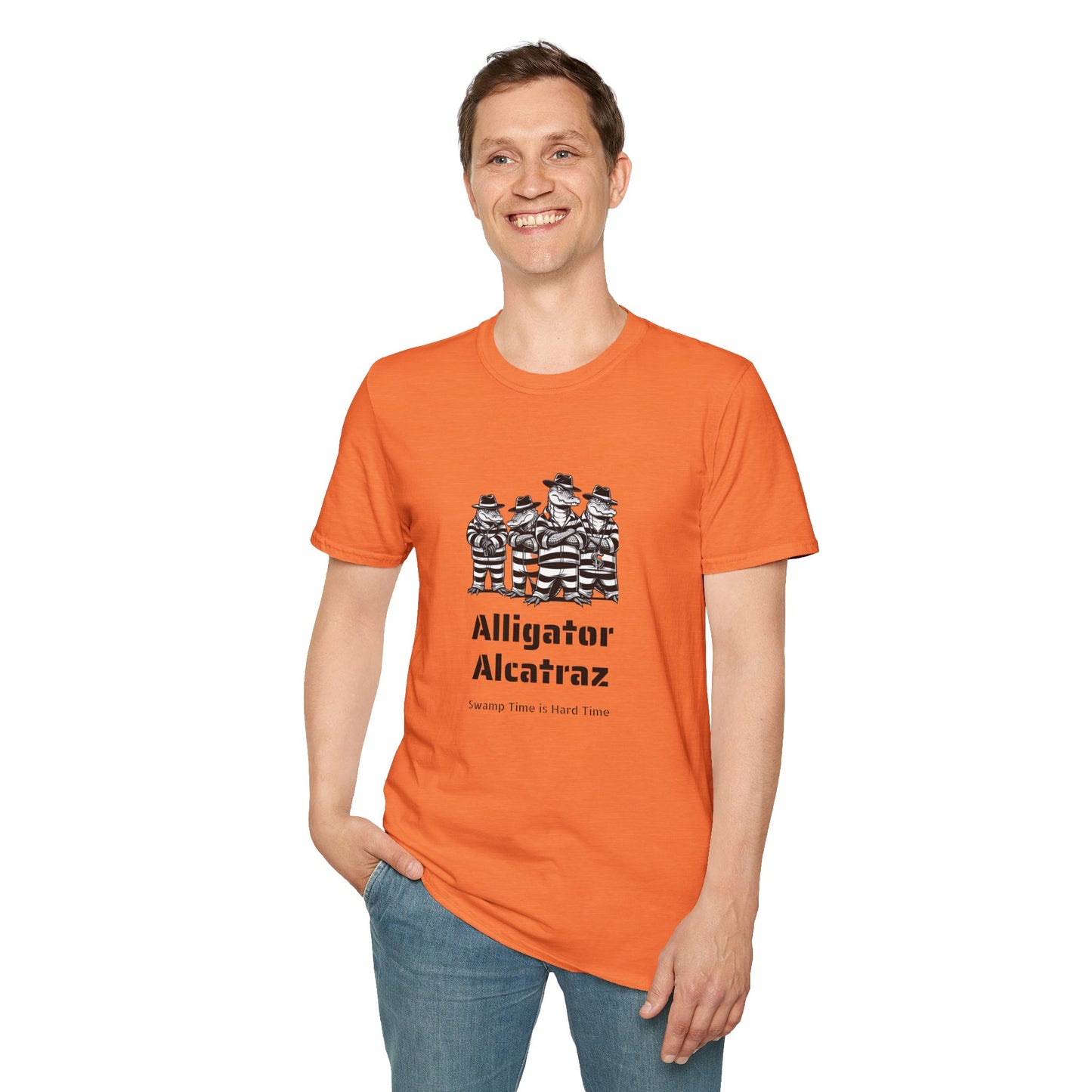 Alligator Alcatraz Swamp Time is Hard Time, Softstyle Shirt For Men, Women, Unisex, Short Sleeve, Motorcycle Riders