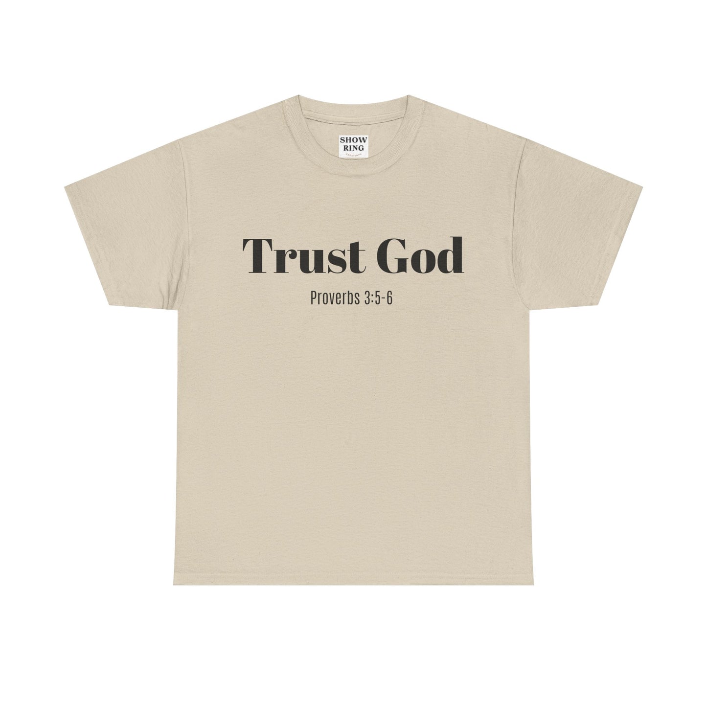 Trust God Unisex Heavy Cotton Tee – Proverbs 3:5-6 Bible Verse Shirt for Youth Groups, Christian Gifts