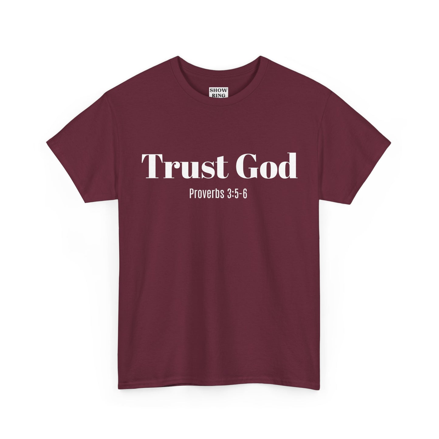 Trust God Unisex Heavy Cotton Tee – Proverbs 3:5-6 Bible Verse Shirt for Youth Groups, Christian Gifts