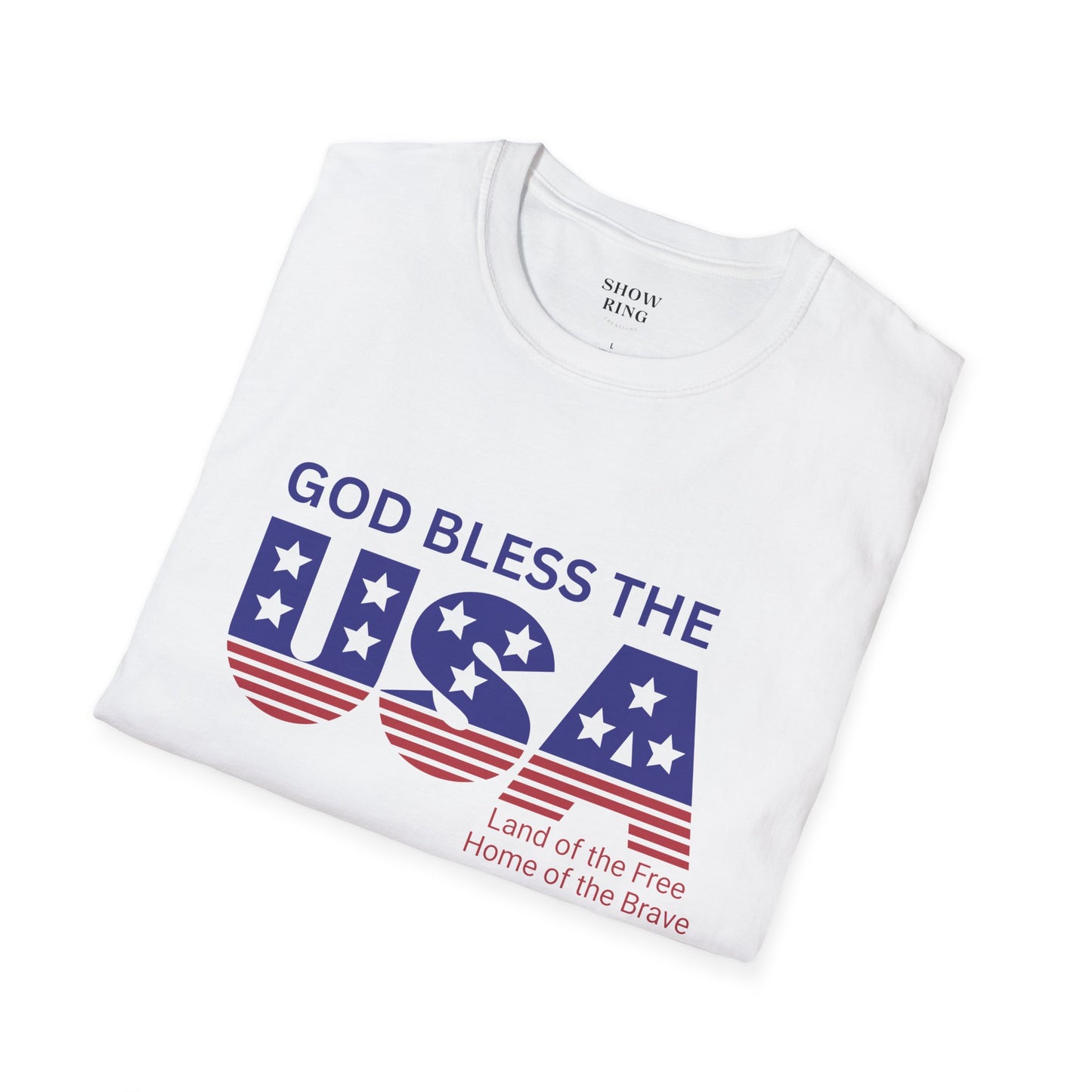Patriotic T-Shirt - God Bless the USA, Unisex Tee for Independence Day, Summer BBQs, and Everyday Wear; Home of the Free, Land of the Brave, Red, White & Blue