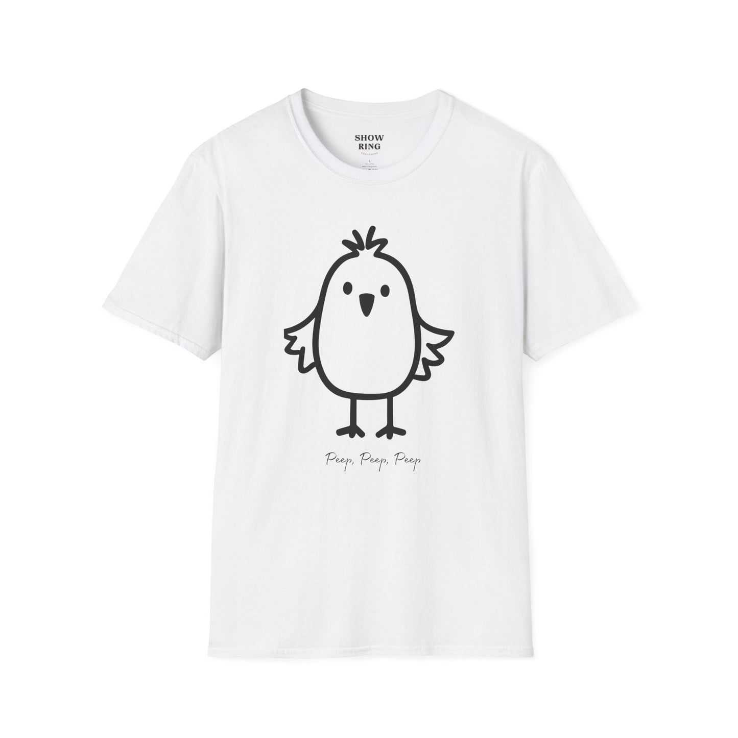 Cute Baby Chicken Bird Graphic Unisex Softstyle T-Shirt, Casual Tee, Gift for Nature Lovers, Birthday Present, Fun Fashion Statement at Livestock Shows