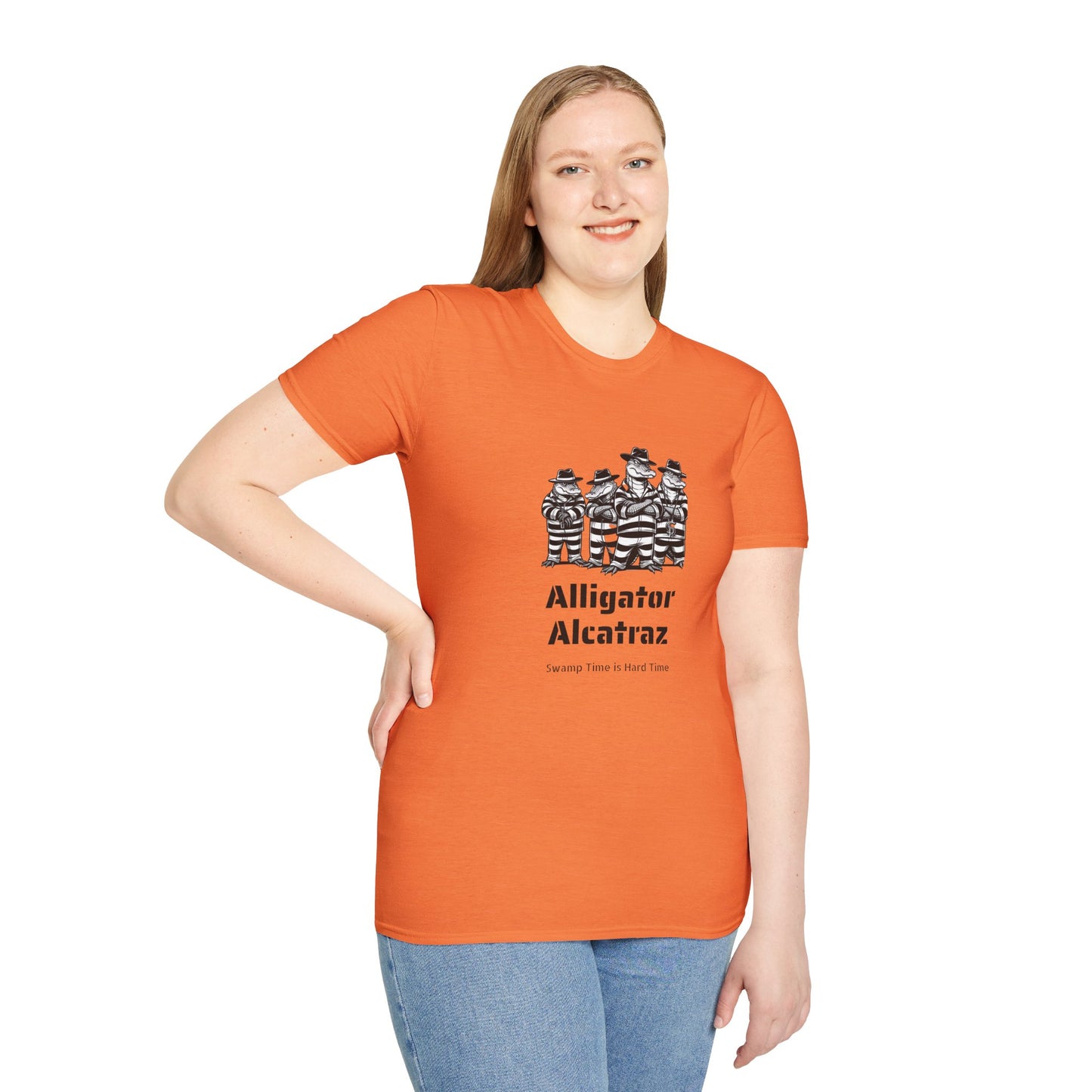 Alligator Alcatraz Swamp Time is Hard Time, Softstyle Shirt For Men, Women, Unisex, Short Sleeve, Motorcycle Riders