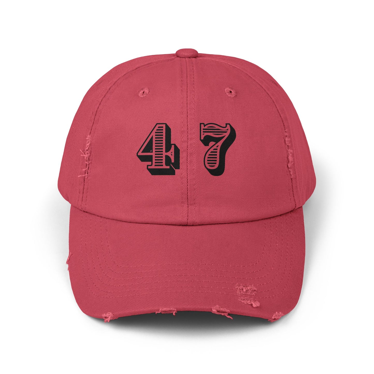 47, Fourty-Seven, Four Seven, Casual Distressed Cap - Trendy Unisex Hat for Everyday Style, Perfect Gift, Holidays, Patriotic Events