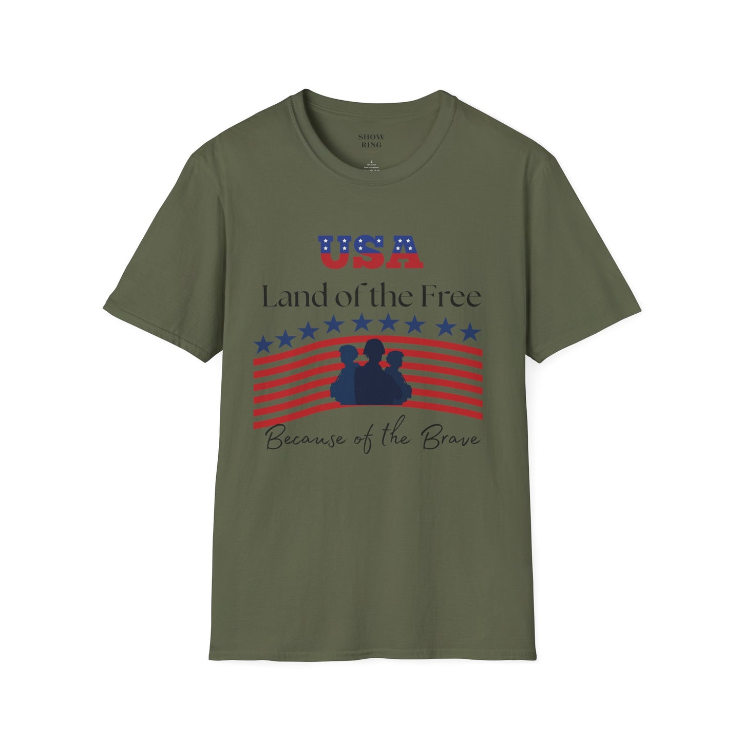 USA Land of the Free Because of the Brave T-Shirt, 4th of July Tee, Patriotic Unisex Shirt, Military Tribute Apparel, Independence Day Fashion