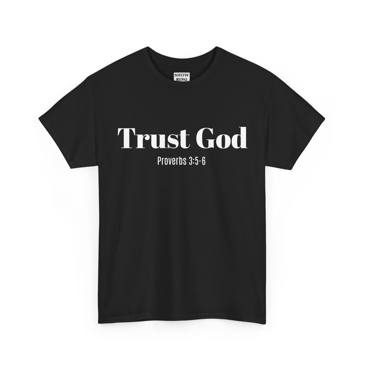 Trust God Unisex Heavy Cotton Tee – Proverbs 3:5-6 Bible Verse Shirt for Youth Groups, Christian Gifts
