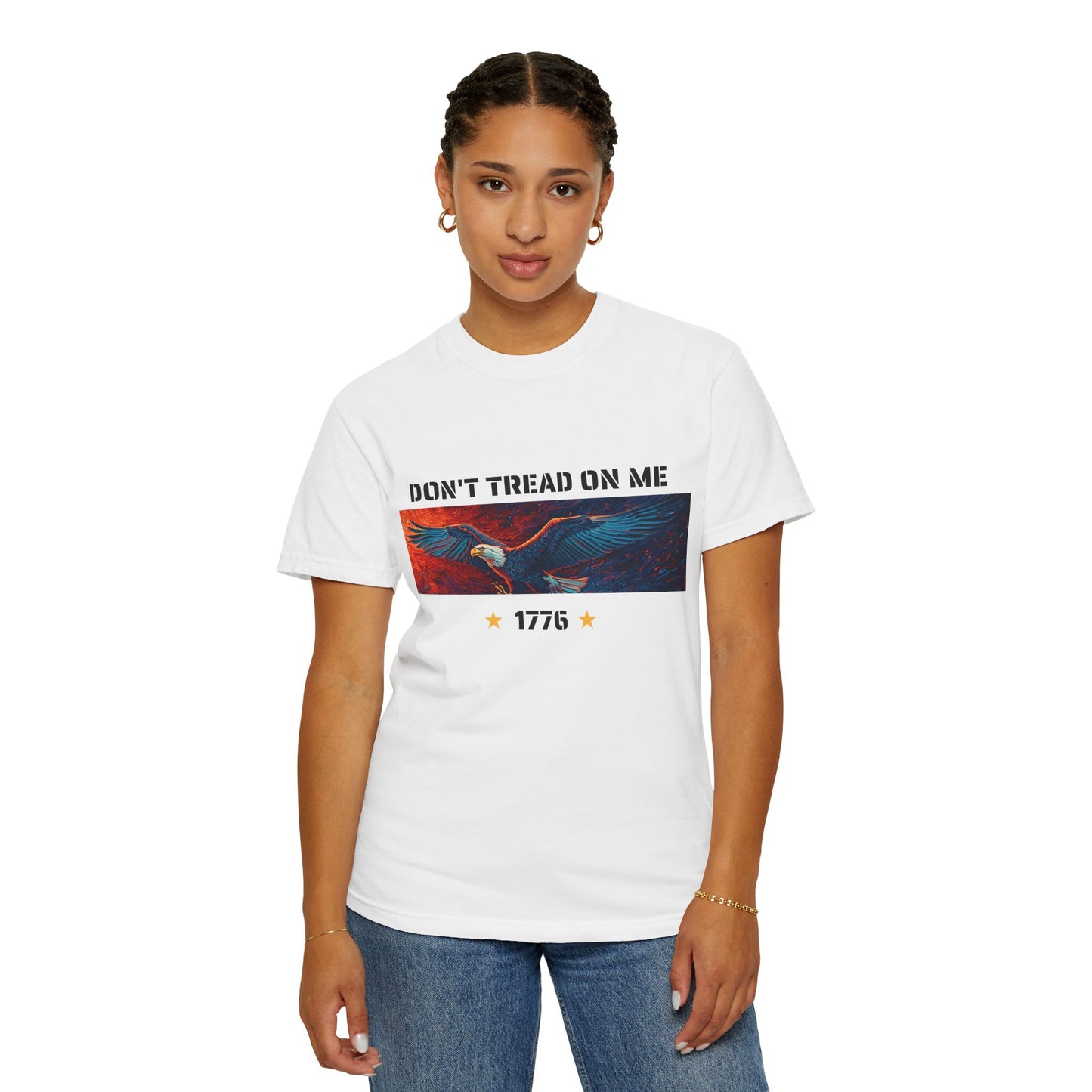 1776 Don't Tread On Me With Eagle, Unisex Garment-Dyed T-shirt