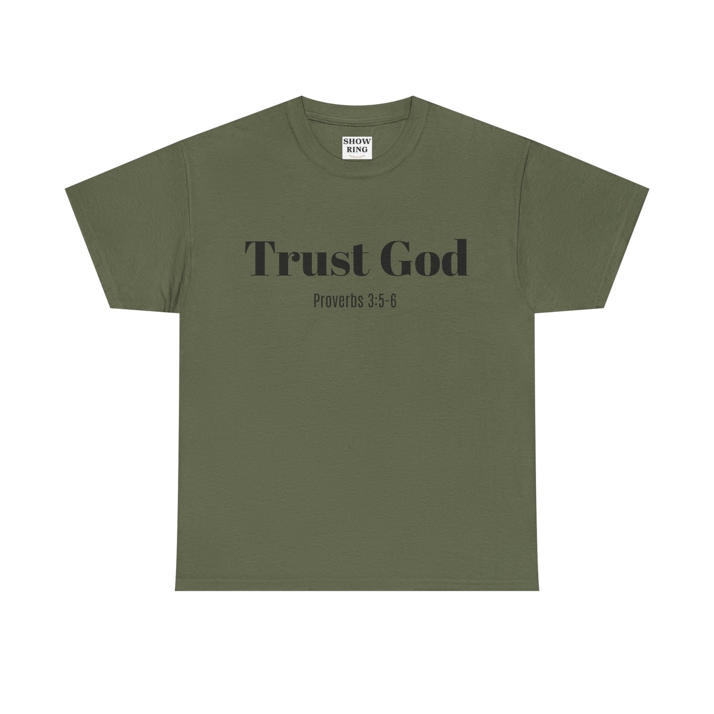 Trust God Unisex Heavy Cotton Tee – Proverbs 3:5-6 Bible Verse Shirt for Youth Groups, Christian Gifts