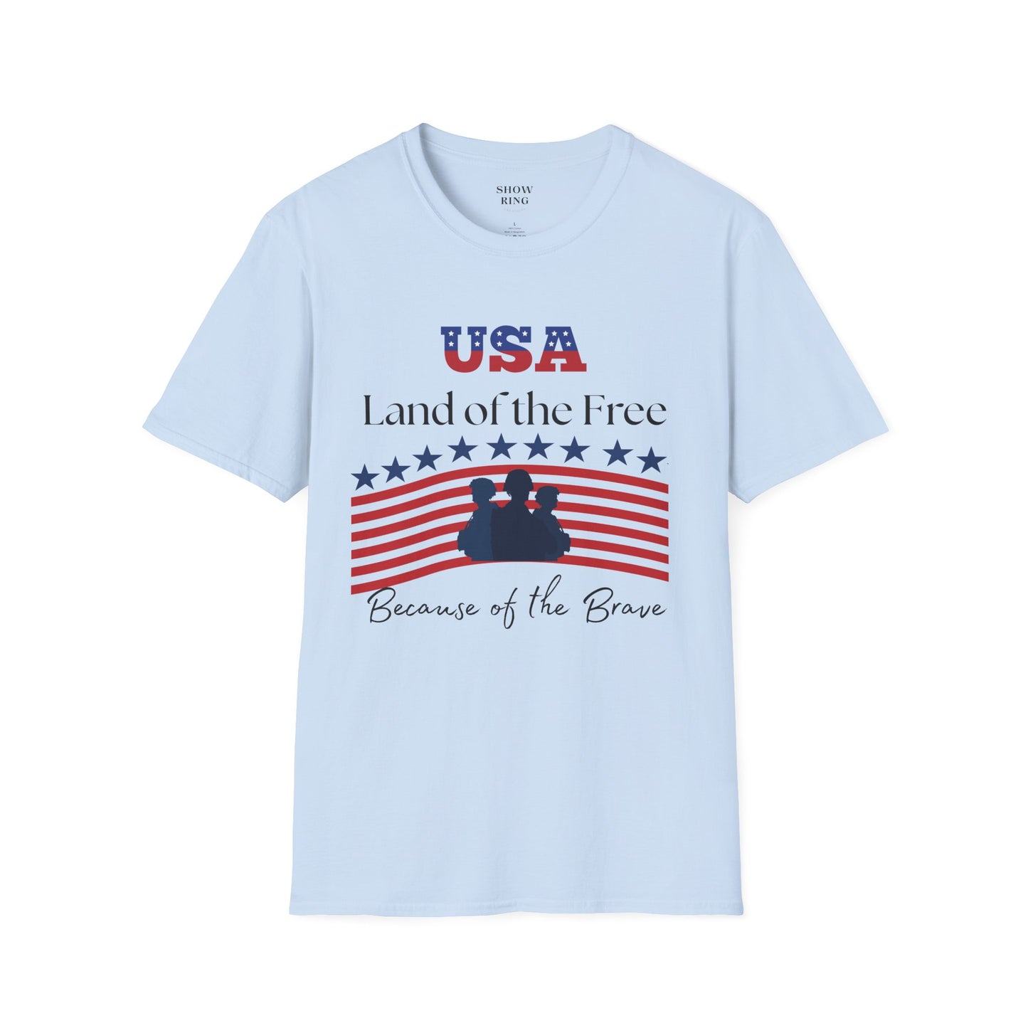 USA Land of the Free Because of the Brave T-Shirt, 4th of July Tee, Patriotic Unisex Shirt, Military Tribute Apparel, Independence Day Fashion