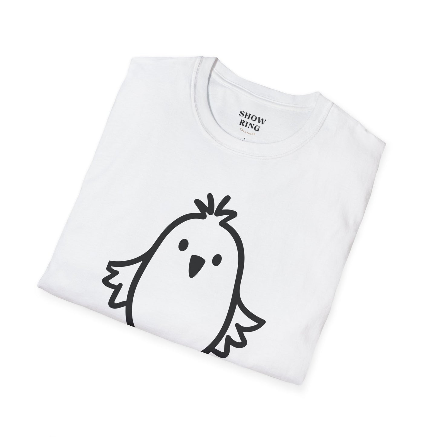 Cute Baby Chicken Bird Graphic Unisex Softstyle T-Shirt, Casual Tee, Gift for Nature Lovers, Birthday Present, Fun Fashion Statement at Livestock Shows