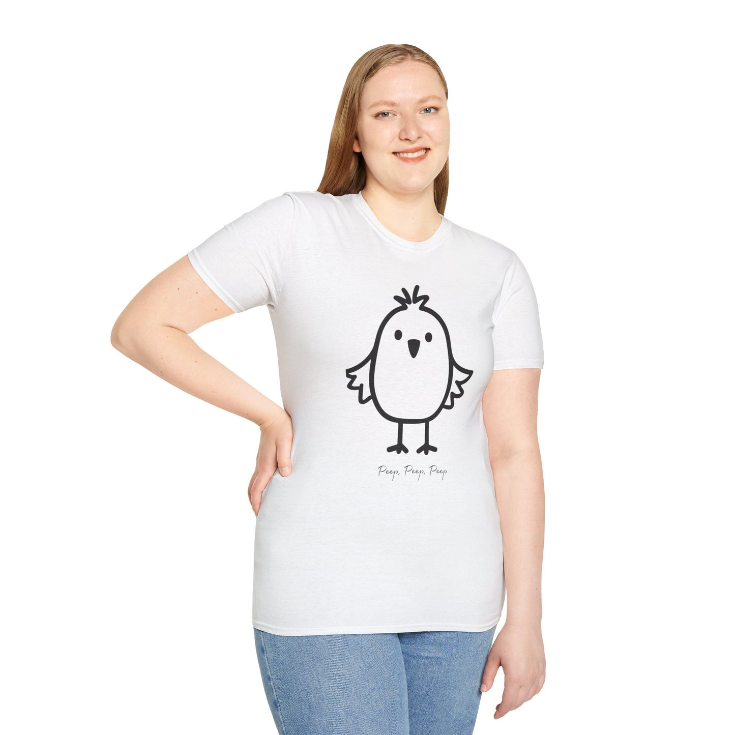 Cute Baby Chicken Bird Graphic Unisex Softstyle T-Shirt, Casual Tee, Gift for Nature Lovers, Birthday Present, Fun Fashion Statement at Livestock Shows