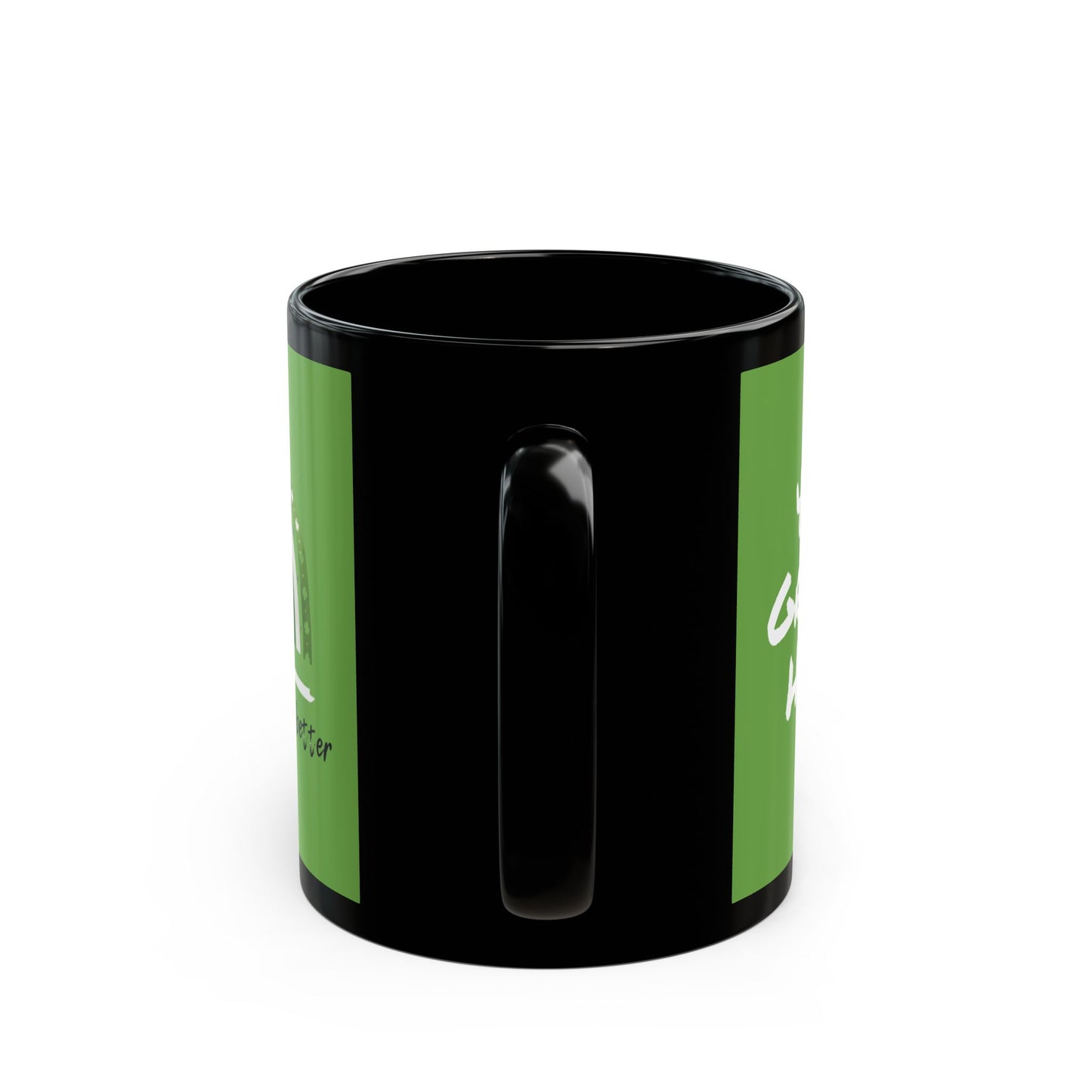 4-H Grows Here Black Mug With Green Overlay, 4-H Logo, and Make The Best Better Rainbow (11oz, 15oz)