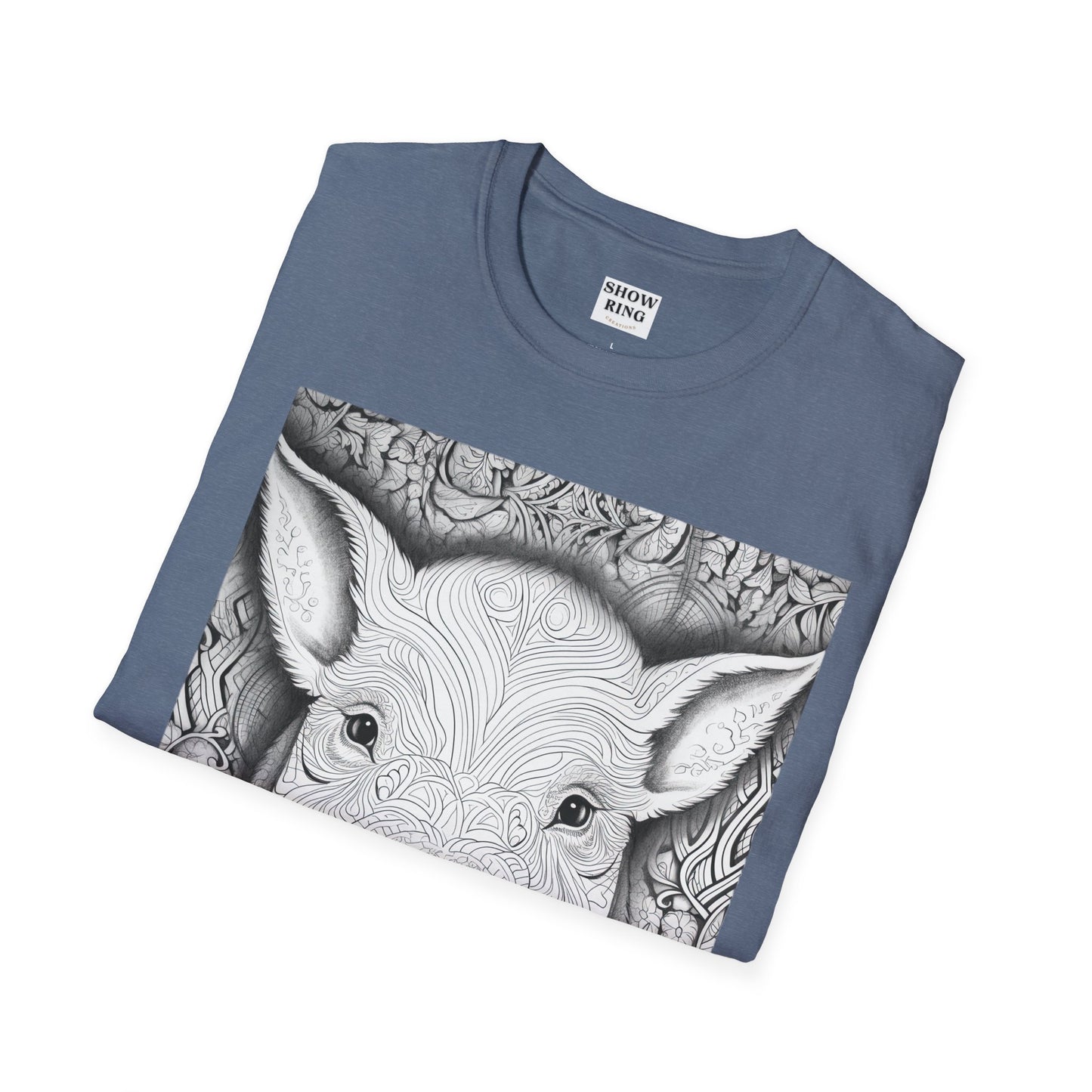 Adult Coloring Shirt Featuring Adorable Pig for 4-H and FFA - Unisex Softstyle T-Shirt for All Ages