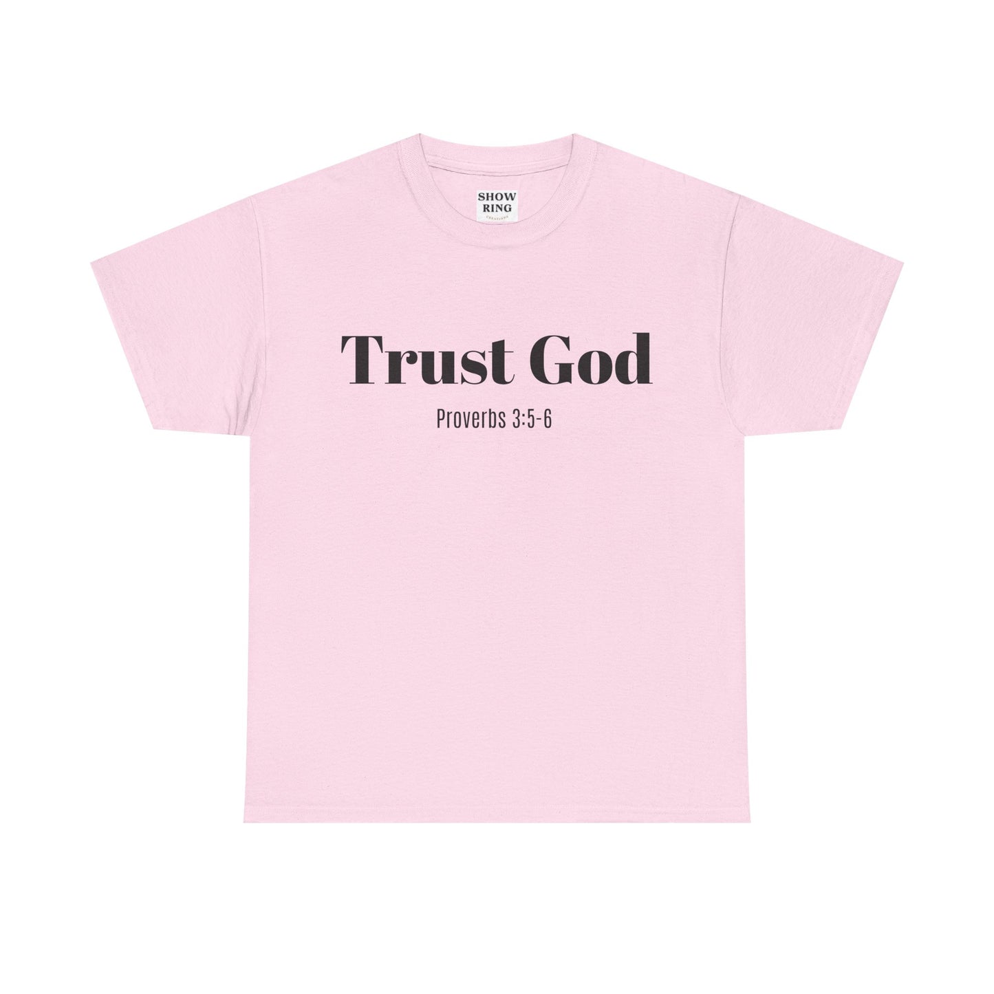 Trust God Unisex Heavy Cotton Tee – Proverbs 3:5-6 Bible Verse Shirt for Youth Groups, Christian Gifts