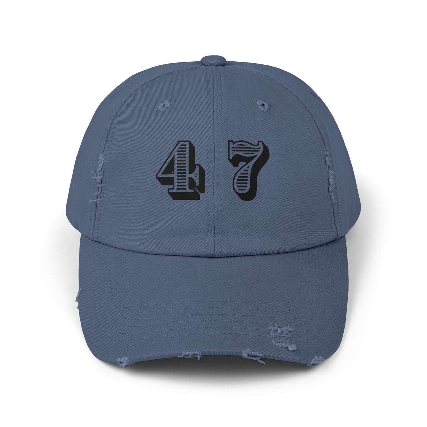 47, Fourty-Seven, Four Seven, Casual Distressed Cap - Trendy Unisex Hat for Everyday Style, Perfect Gift, Holidays, Patriotic Events