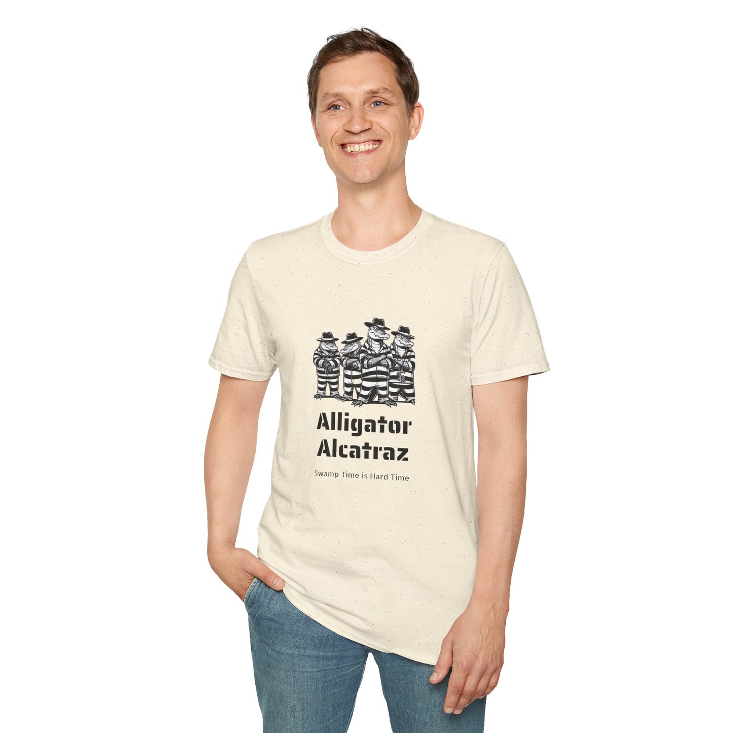 Alligator Alcatraz Swamp Time is Hard Time, Softstyle Shirt For Men, Women, Unisex, Short Sleeve, Motorcycle Riders