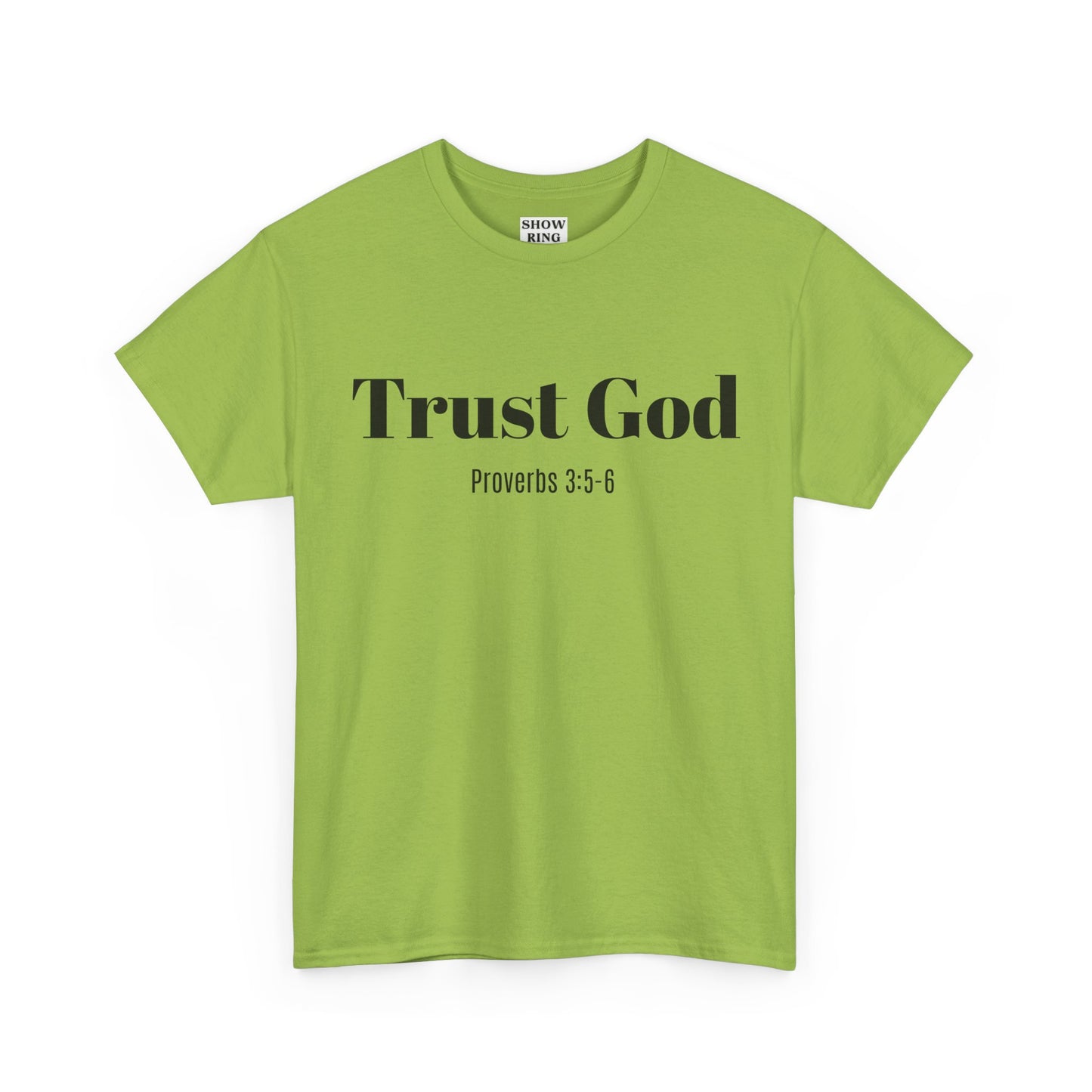 Trust God Unisex Heavy Cotton Tee – Proverbs 3:5-6 Bible Verse Shirt for Youth Groups, Christian Gifts