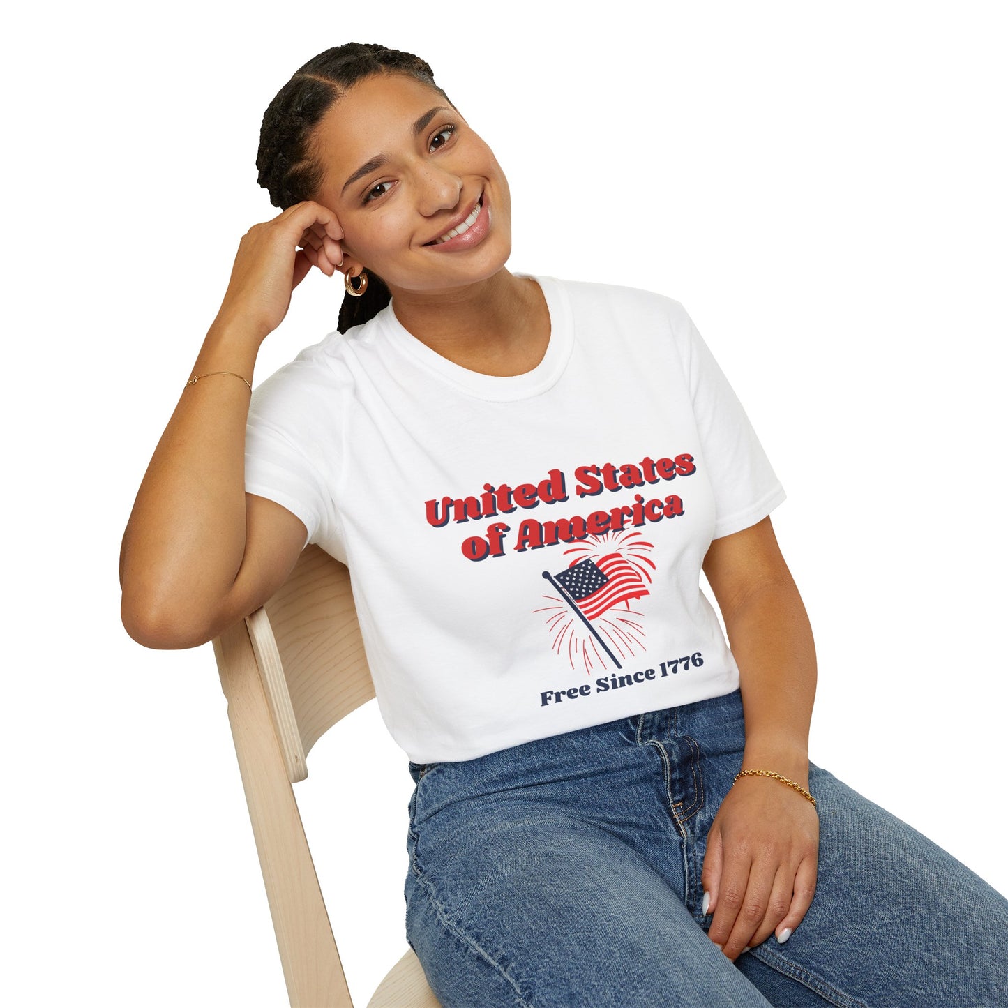 America: Free Since 1776, Fourth of July Freedom T-Shirt, Unisex USA Tee, American Flag Shirt, Independence Day Outfit, Patriotic Gift, Summer Casual Wear