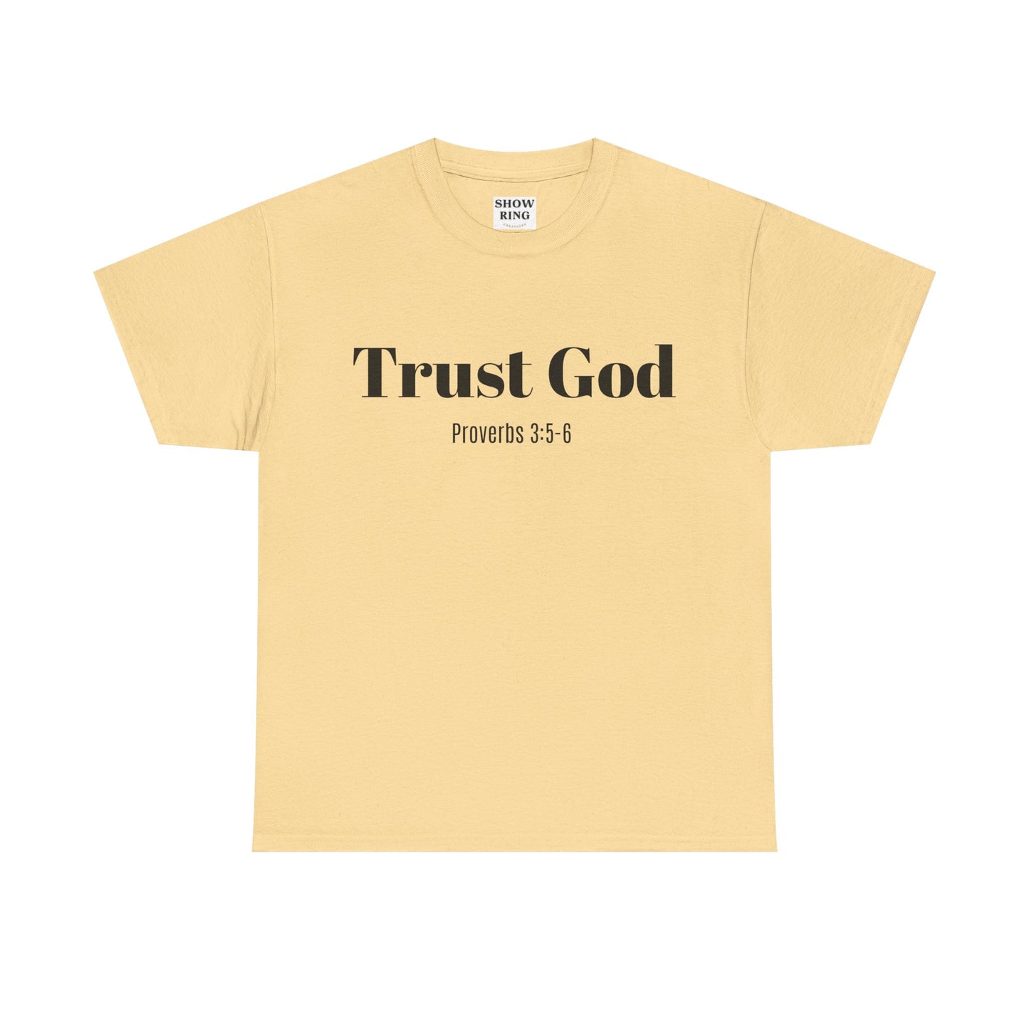 Trust God Unisex Heavy Cotton Tee – Proverbs 3:5-6 Bible Verse Shirt for Youth Groups, Christian Gifts
