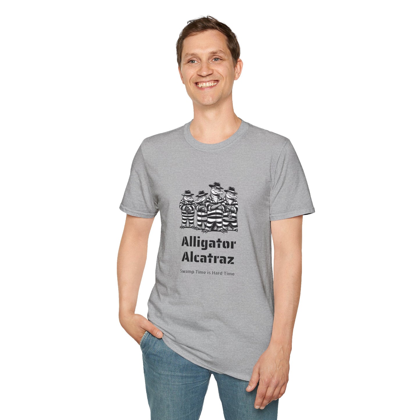 Alligator Alcatraz Swamp Time is Hard Time, Softstyle Shirt For Men, Women, Unisex, Short Sleeve, Motorcycle Riders