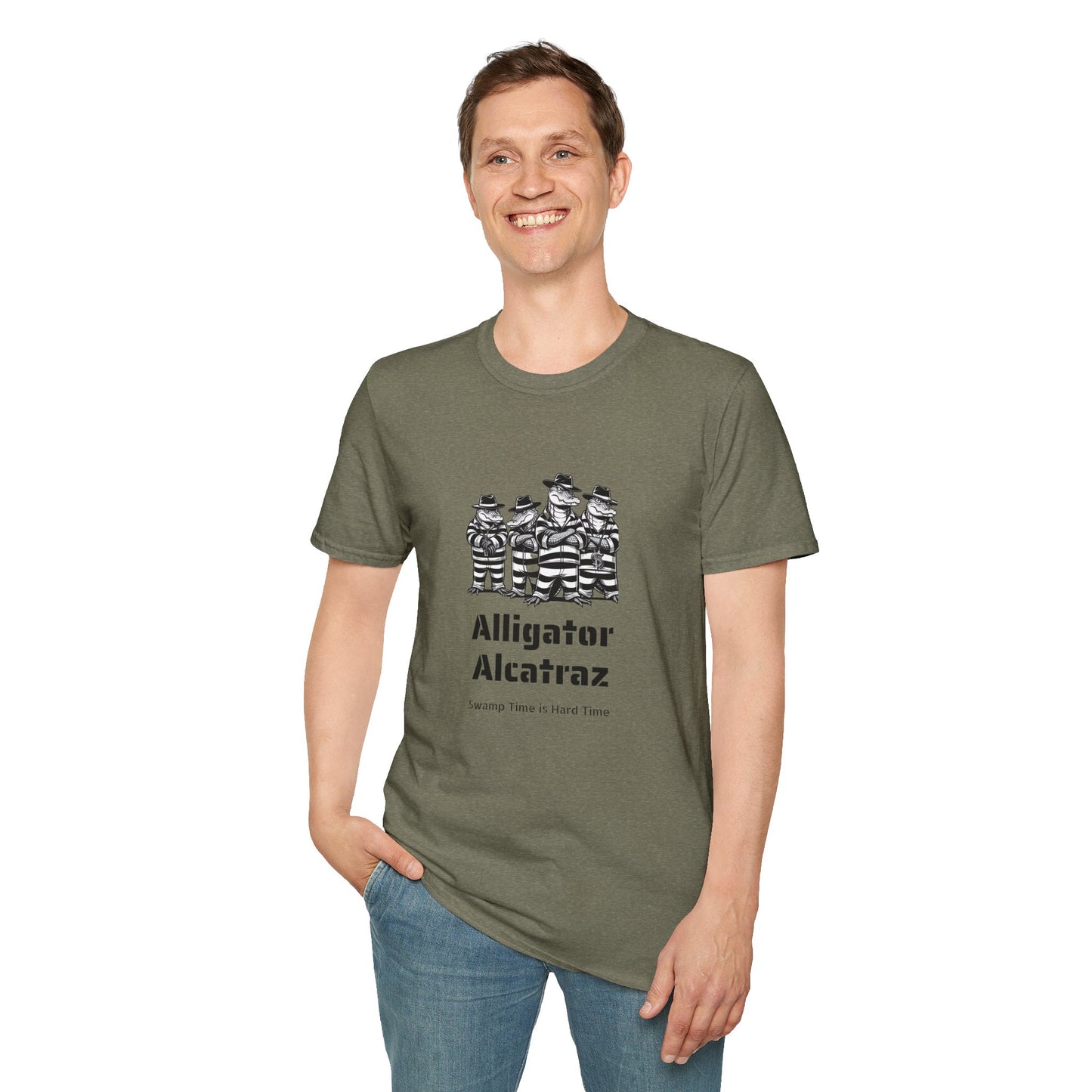 Alligator Alcatraz Swamp Time is Hard Time, Softstyle Shirt For Men, Women, Unisex, Short Sleeve, Motorcycle Riders