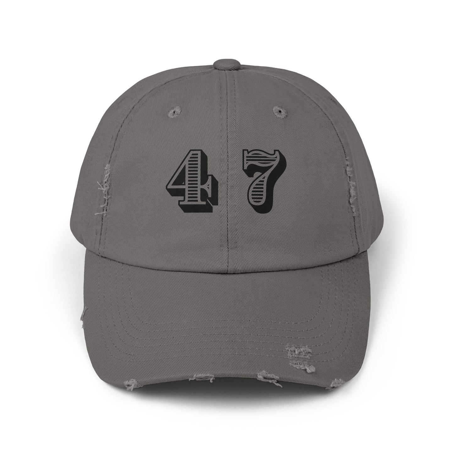 47, Fourty-Seven, Four Seven, Casual Distressed Cap - Trendy Unisex Hat for Everyday Style, Perfect Gift, Holidays, Patriotic Events