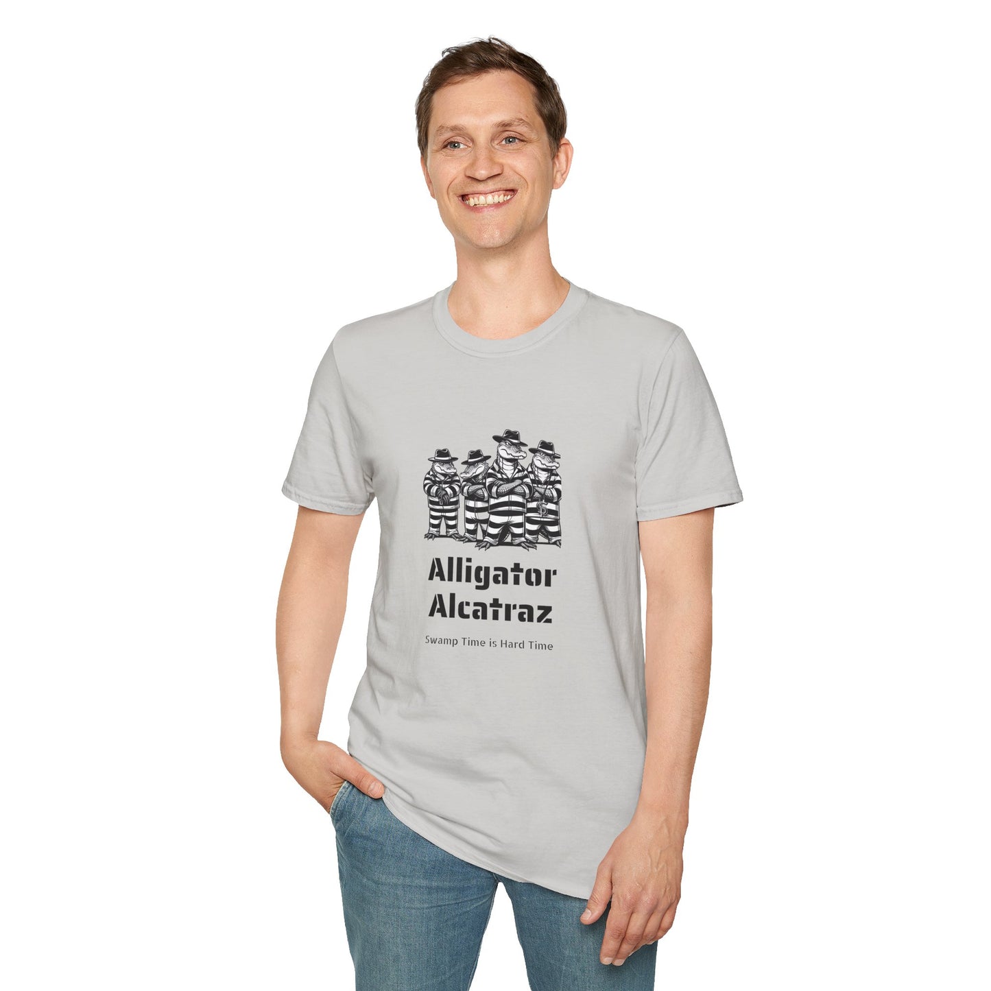 Alligator Alcatraz Swamp Time is Hard Time, Softstyle Shirt For Men, Women, Unisex, Short Sleeve, Motorcycle Riders