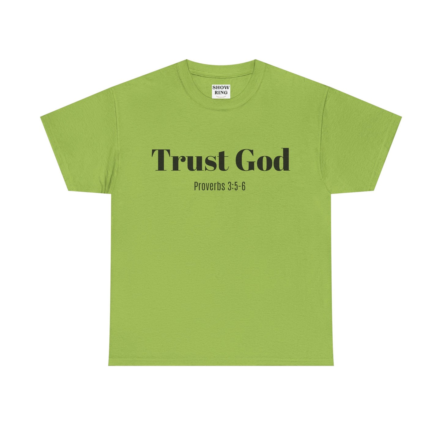 Trust God Unisex Heavy Cotton Tee – Proverbs 3:5-6 Bible Verse Shirt for Youth Groups, Christian Gifts
