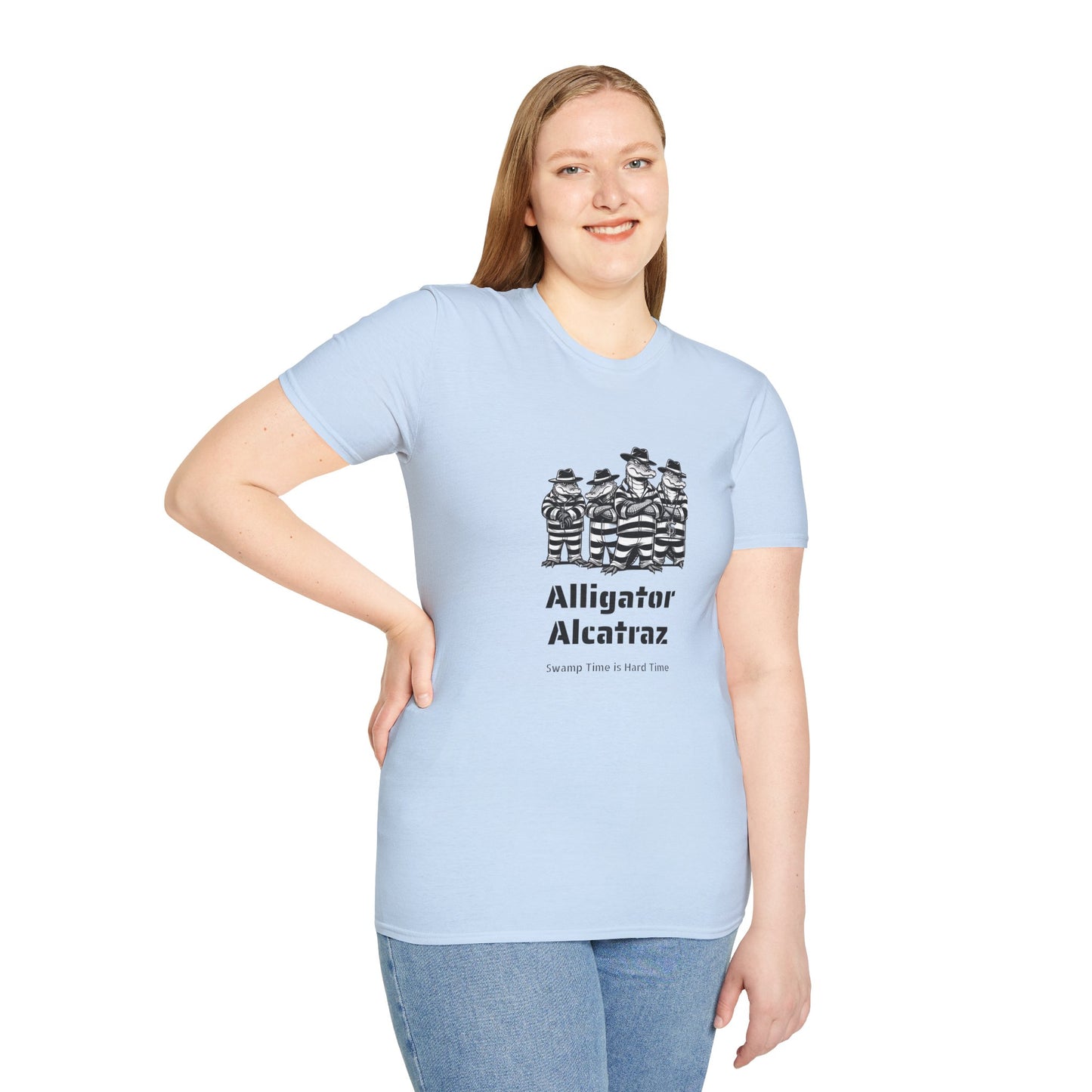 Alligator Alcatraz Swamp Time is Hard Time, Softstyle Shirt For Men, Women, Unisex, Short Sleeve, Motorcycle Riders