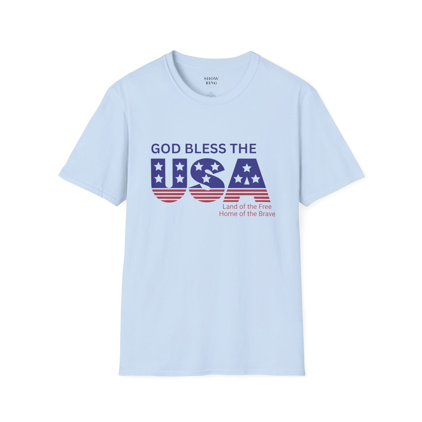 Patriotic T-Shirt - God Bless the USA, Unisex Tee for Independence Day, Summer BBQs, and Everyday Wear; Home of the Free, Land of the Brave, Red, White & Blue