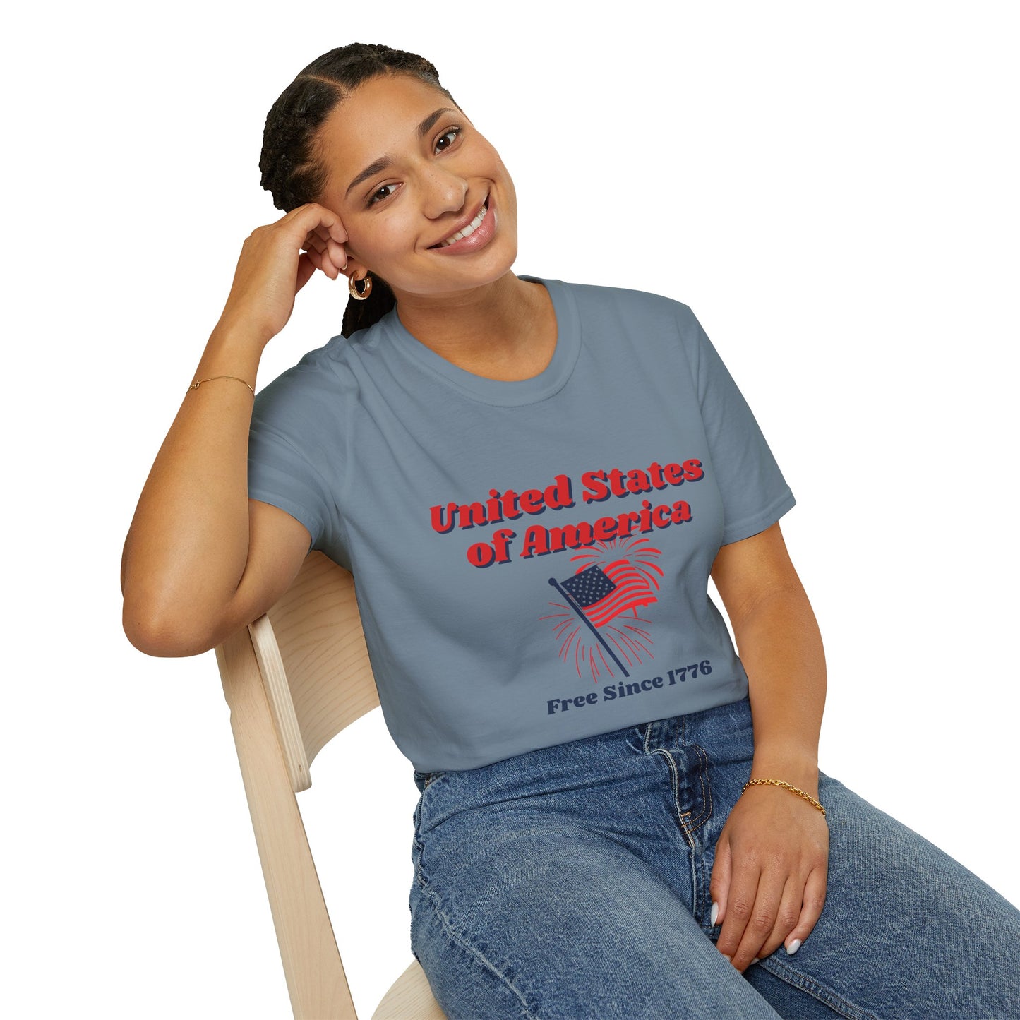America: Free Since 1776, Fourth of July Freedom T-Shirt, Unisex USA Tee, American Flag Shirt, Independence Day Outfit, Patriotic Gift, Summer Casual Wear