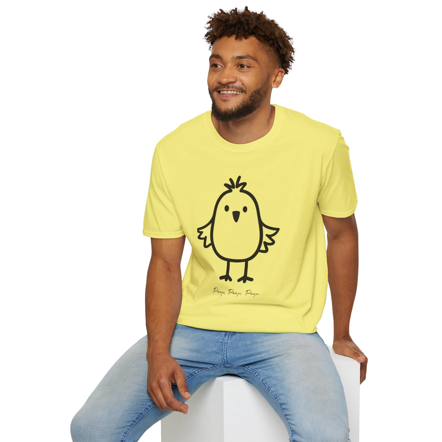 Cute Baby Chicken Bird Graphic Unisex Softstyle T-Shirt, Casual Tee, Gift for Nature Lovers, Birthday Present, Fun Fashion Statement at Livestock Shows