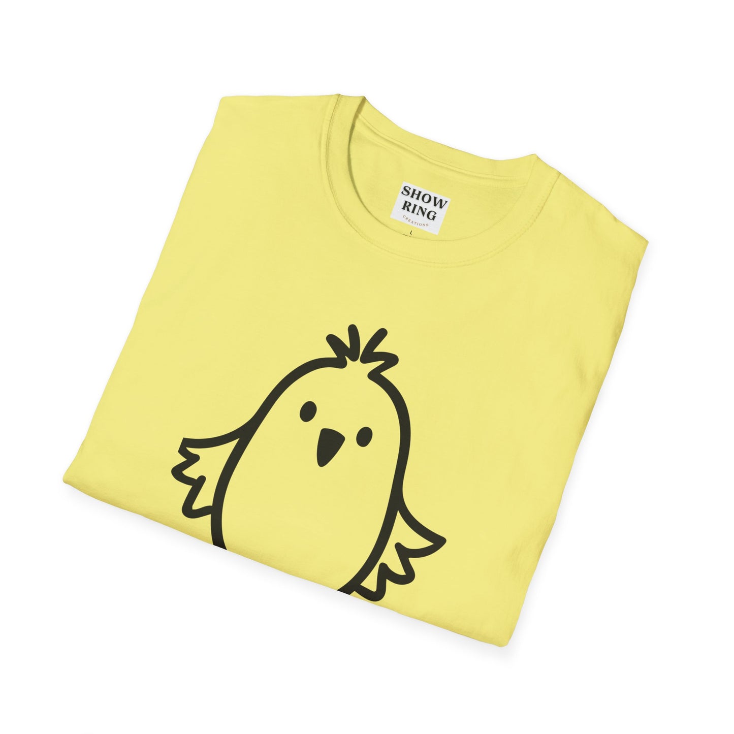Cute Baby Chicken Bird Graphic Unisex Softstyle T-Shirt, Casual Tee, Gift for Nature Lovers, Birthday Present, Fun Fashion Statement at Livestock Shows