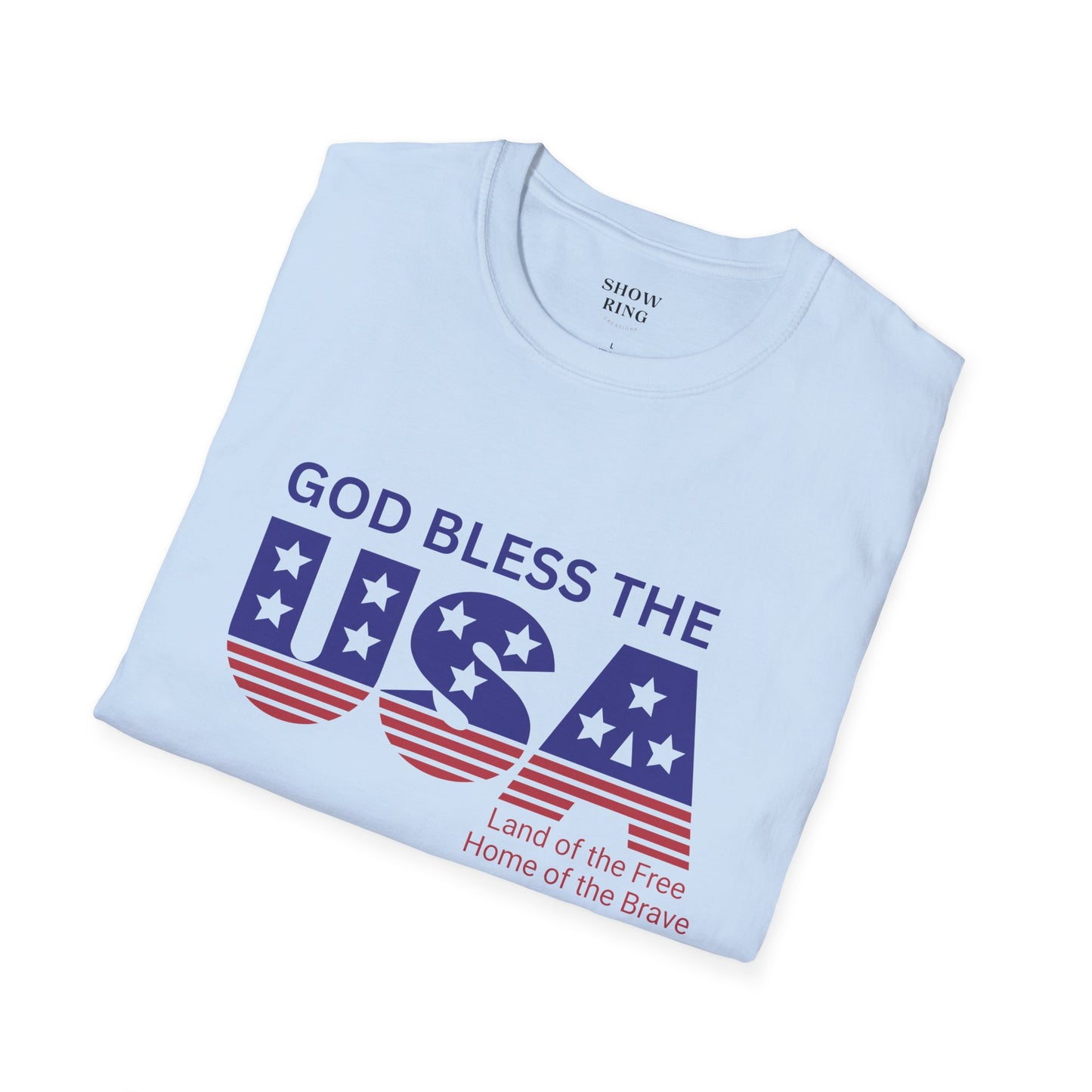Patriotic T-Shirt - God Bless the USA, Unisex Tee for Independence Day, Summer BBQs, and Everyday Wear; Home of the Free, Land of the Brave, Red, White & Blue