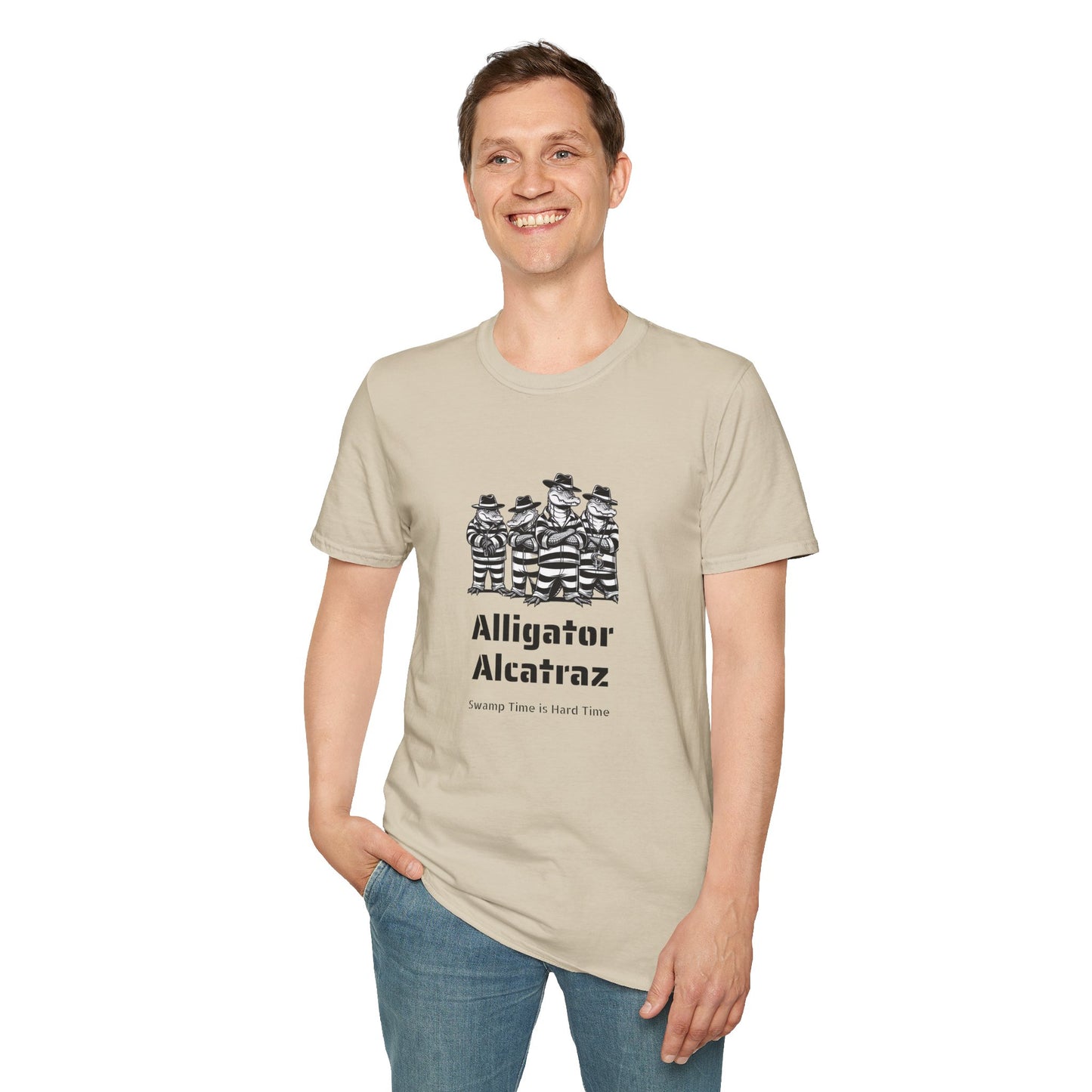 Alligator Alcatraz Swamp Time is Hard Time, Softstyle Shirt For Men, Women, Unisex, Short Sleeve, Motorcycle Riders