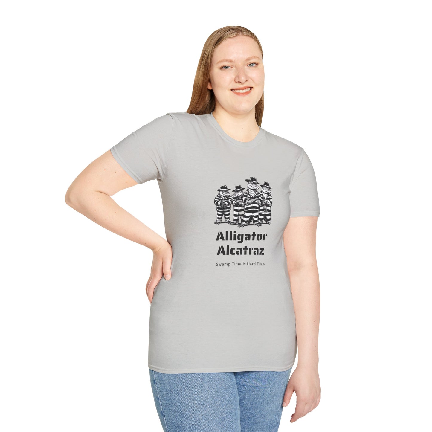 Alligator Alcatraz Swamp Time is Hard Time, Softstyle Shirt For Men, Women, Unisex, Short Sleeve, Motorcycle Riders