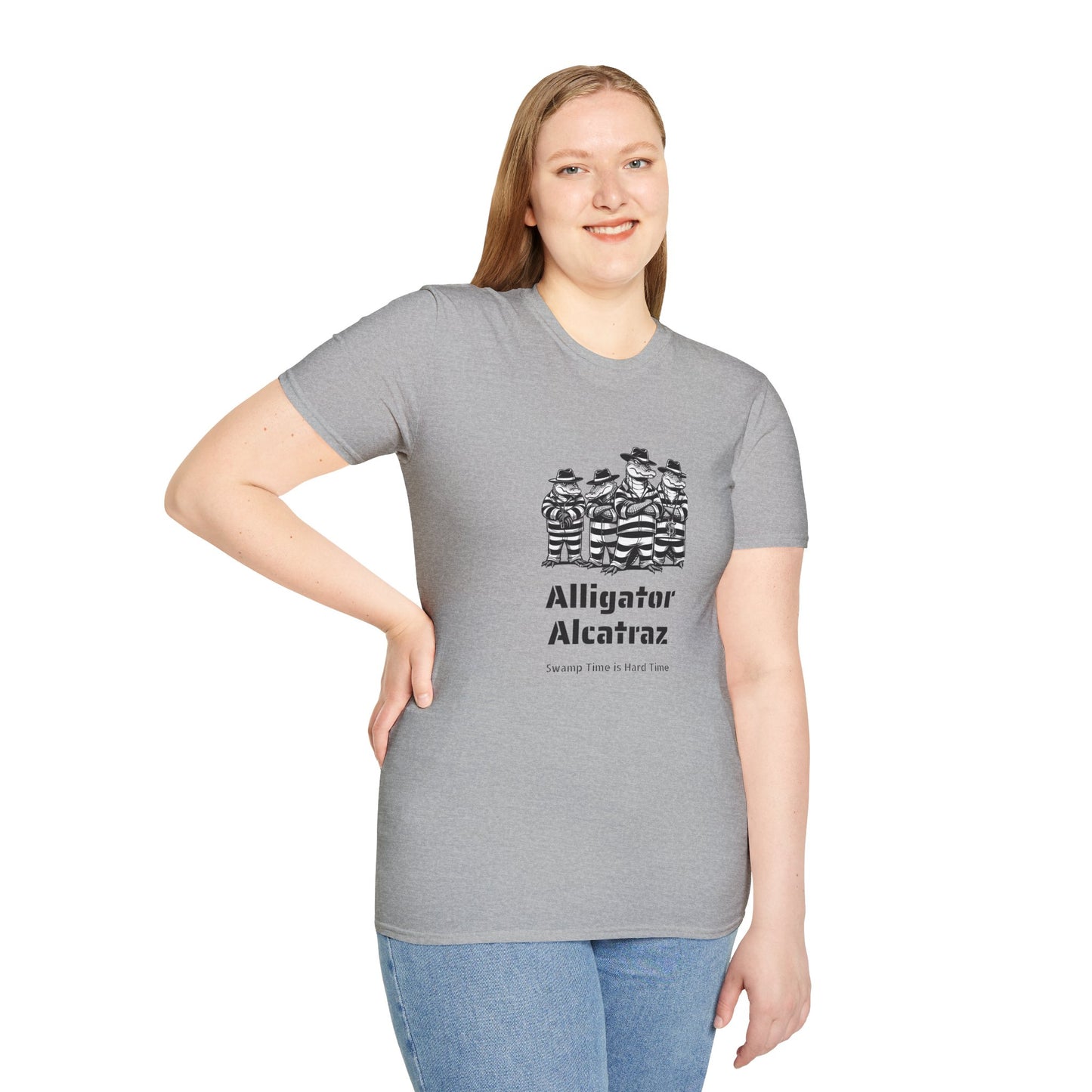 Alligator Alcatraz Swamp Time is Hard Time, Softstyle Shirt For Men, Women, Unisex, Short Sleeve, Motorcycle Riders