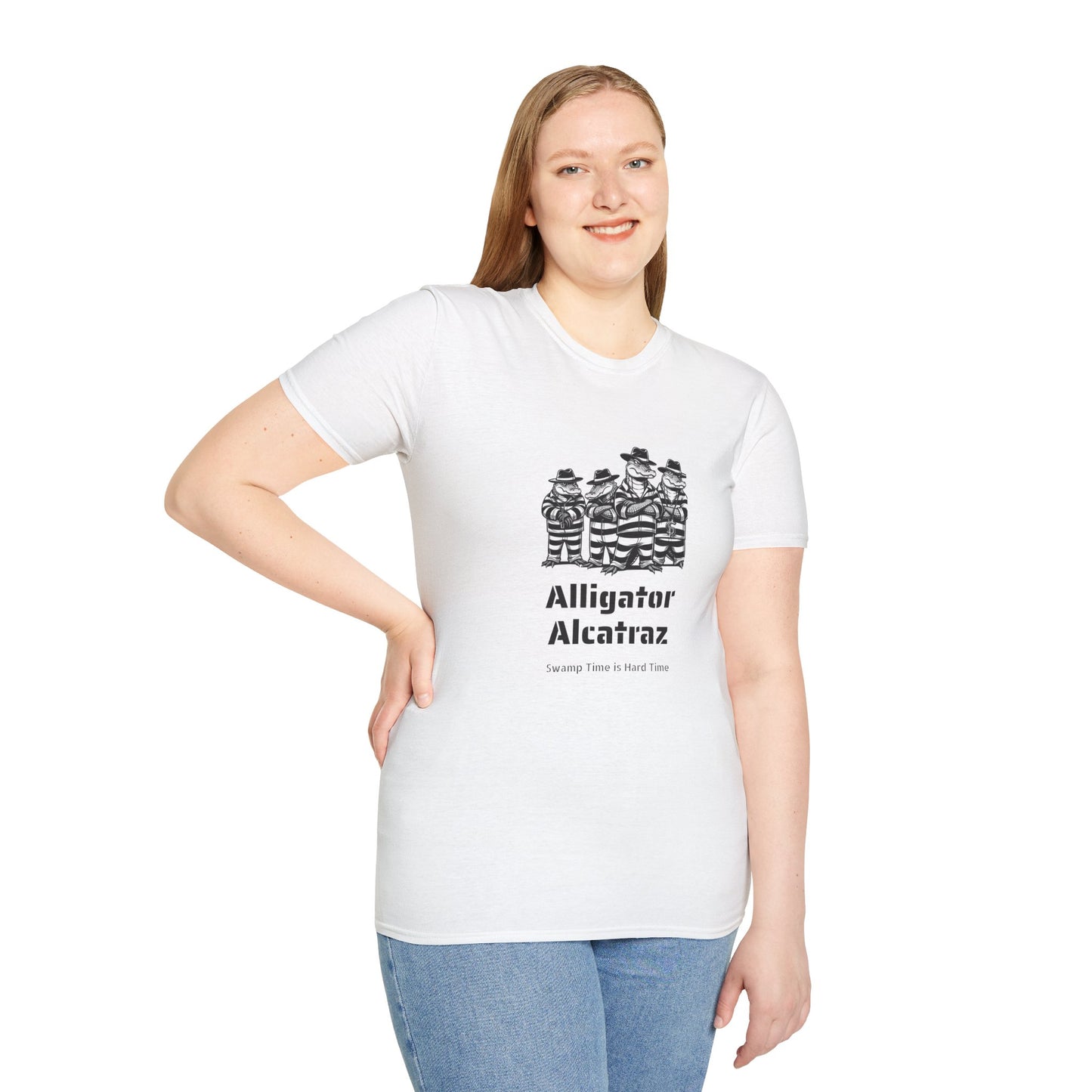 Alligator Alcatraz Swamp Time is Hard Time, Softstyle Shirt For Men, Women, Unisex, Short Sleeve, Motorcycle Riders