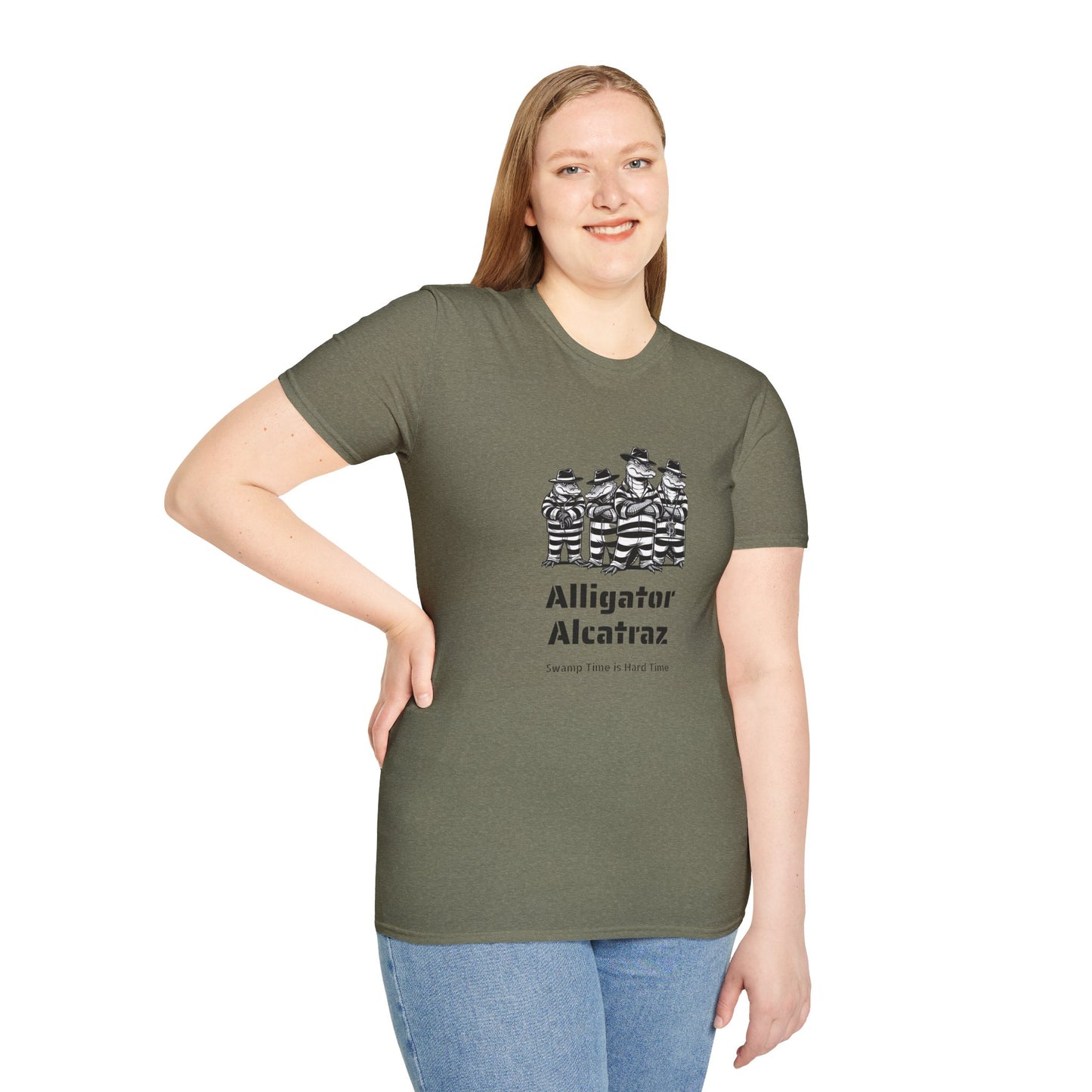 Alligator Alcatraz Swamp Time is Hard Time, Softstyle Shirt For Men, Women, Unisex, Short Sleeve, Motorcycle Riders