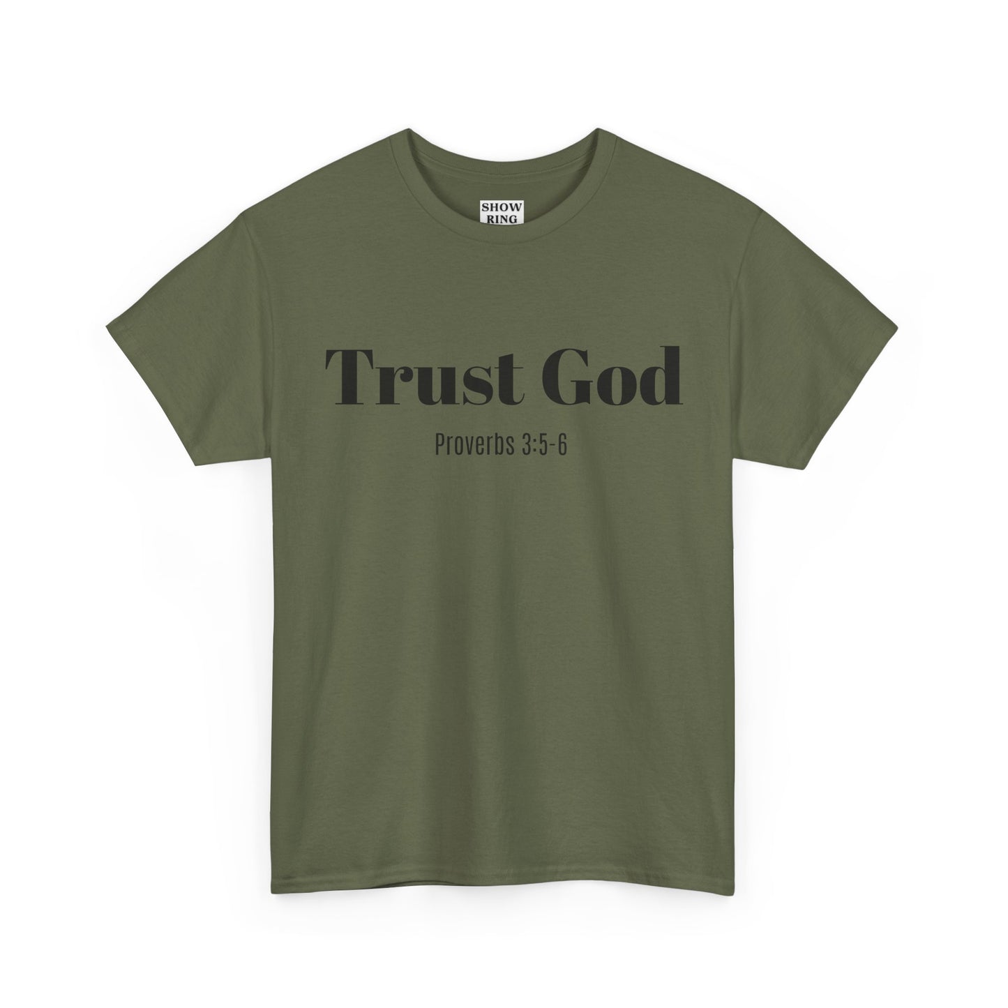 Trust God Unisex Heavy Cotton Tee – Proverbs 3:5-6 Bible Verse Shirt for Youth Groups, Christian Gifts