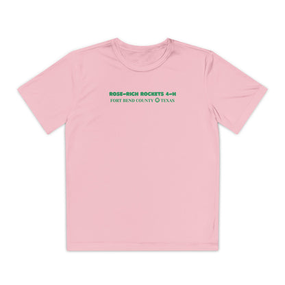 Youth Shirt, Rose-Rich 4-H Rocketry Club, Moisture Wicking, Safety Colors Available