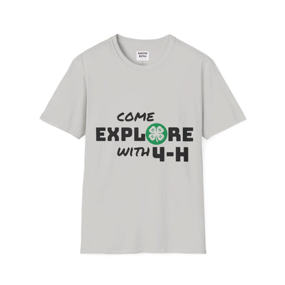 Come Explore With 4-H: Unisex Softstyle T-Shirt for Men, Women & Youth