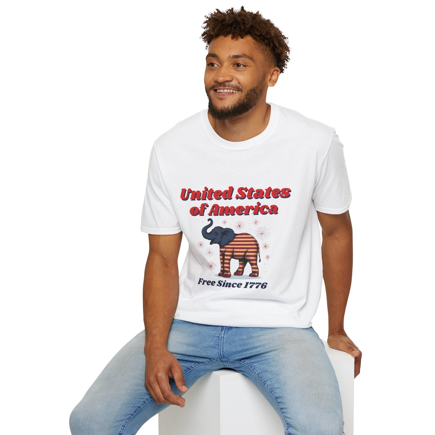 Patriotic Elephant T-Shirt, Free Since 1776, USA Pride Tee, Casual Independence Day Shirt, Vintage Style US Pride Apparel, Gift for Elephant Lovers
