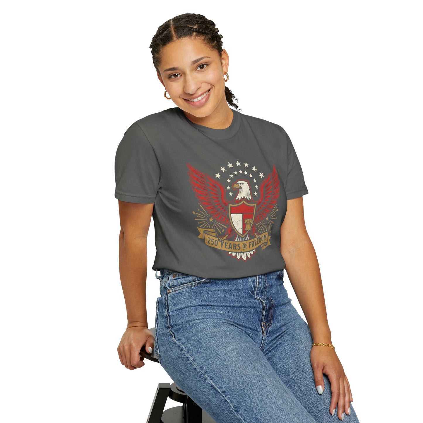 Eagle Crest '250 Years of Freedom'  | Patriotic Eagle USA 1776–2026 Dark Vintage T-Shirt