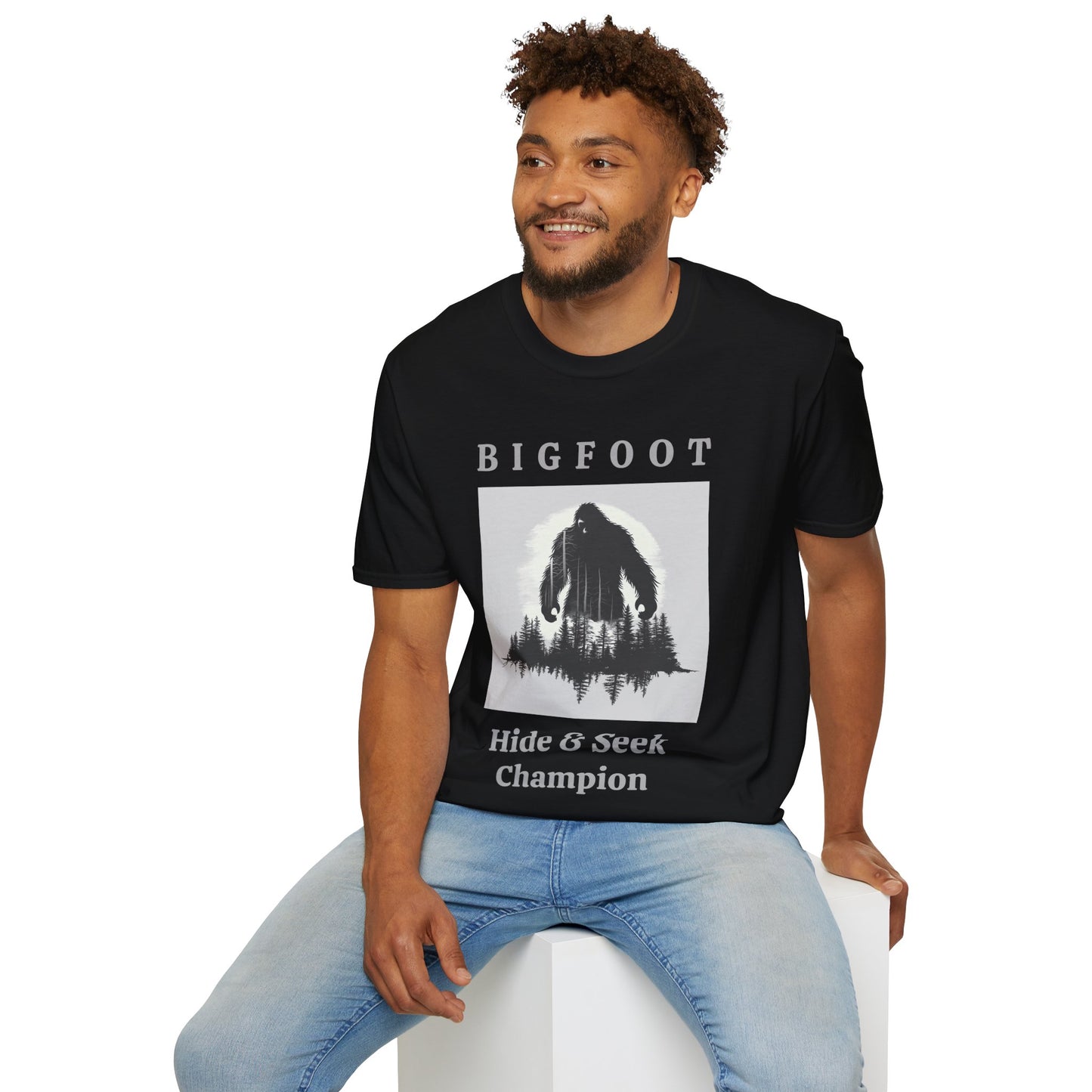 Bigfoot, Hide & Seek Champion - Unisex Softstyle T-Shirt for Men, Women & Children