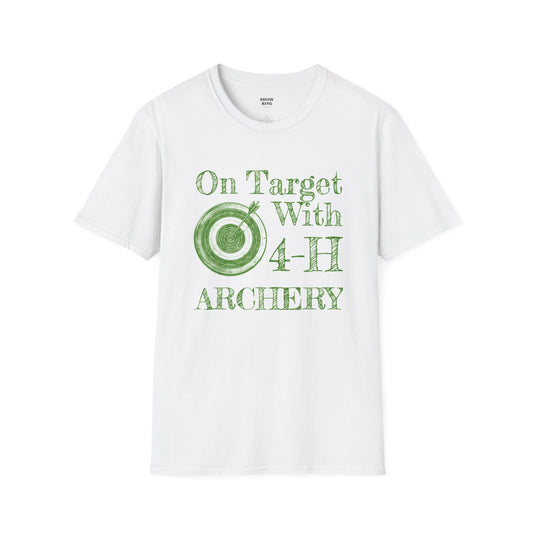 4-H Archery; On Target With 4-H Shirt, Unisex Softstyle T-Shirt, for Men, Women and Children