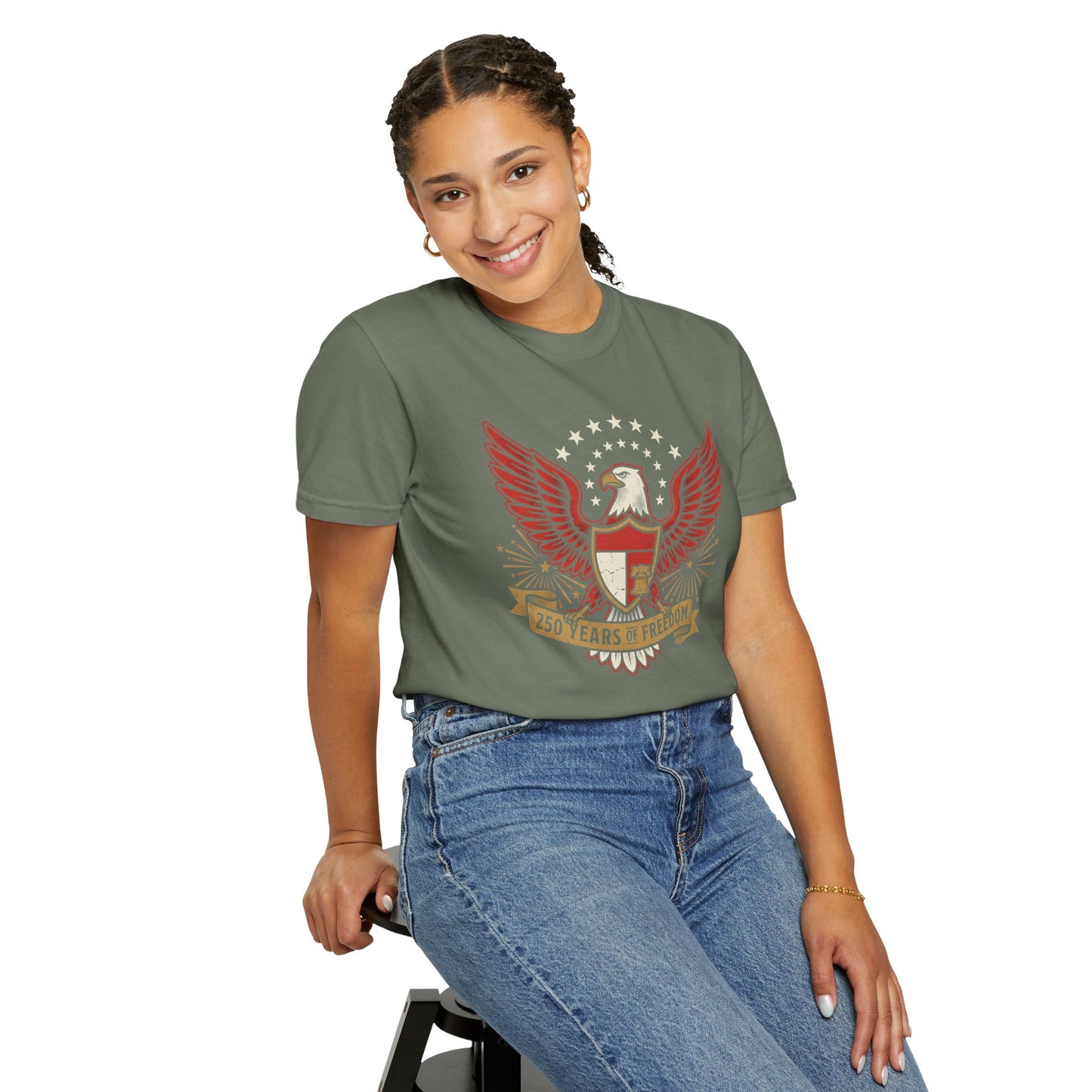 Eagle Crest '250 Years of Freedom'  | Patriotic Eagle USA 1776–2026 Dark Vintage T-Shirt