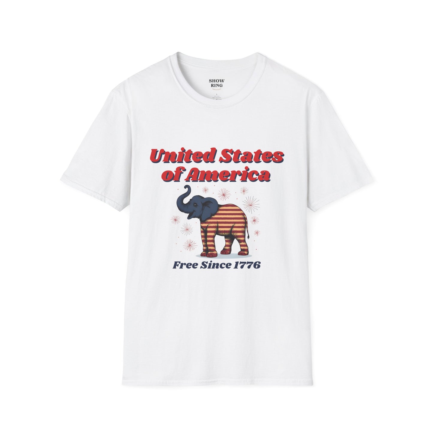 Patriotic Elephant T-Shirt, Free Since 1776, USA Pride Tee, Casual Independence Day Shirt, Vintage Style US Pride Apparel, Gift for Elephant Lovers